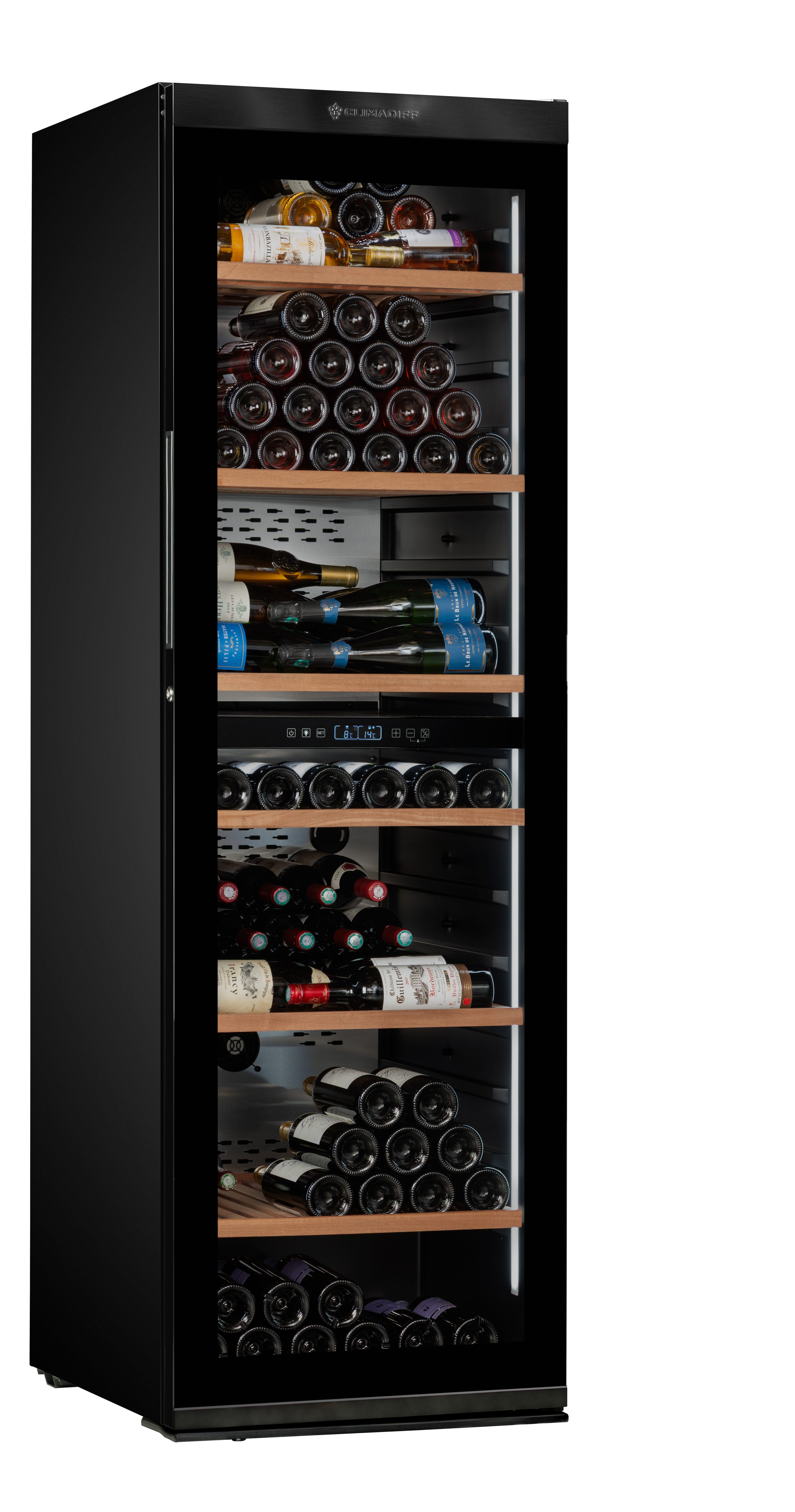 CLIMADIFF Weinkühlschrank MILLESIME240DB, für 237 Standardflaschen á 0,75l,2 Zonen, SMART, Lagerschrank, freistehend