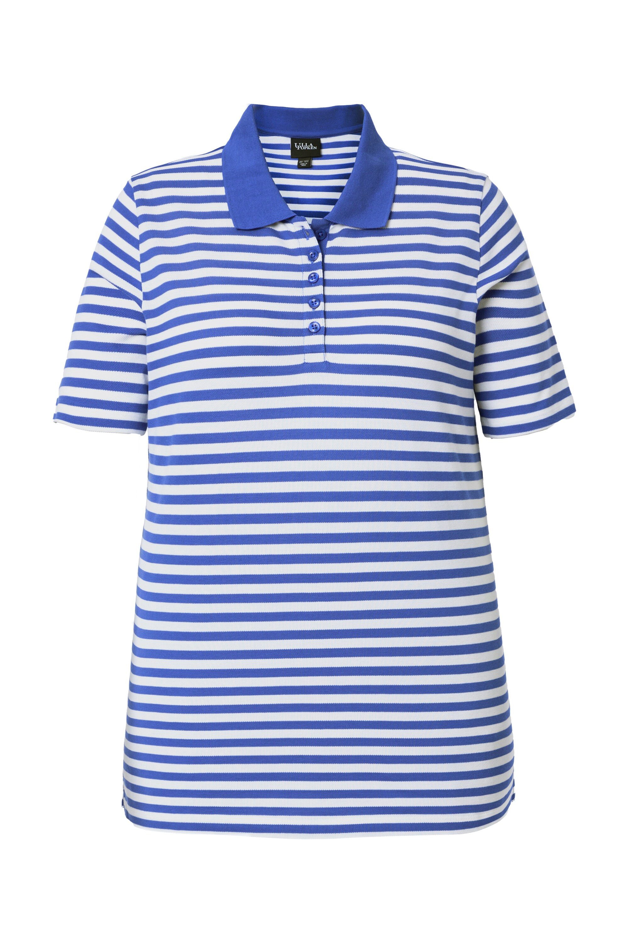 Ulla Popken Poloshirt Poloshirt Ringel Polokragen Halbarm Pima Cotton
