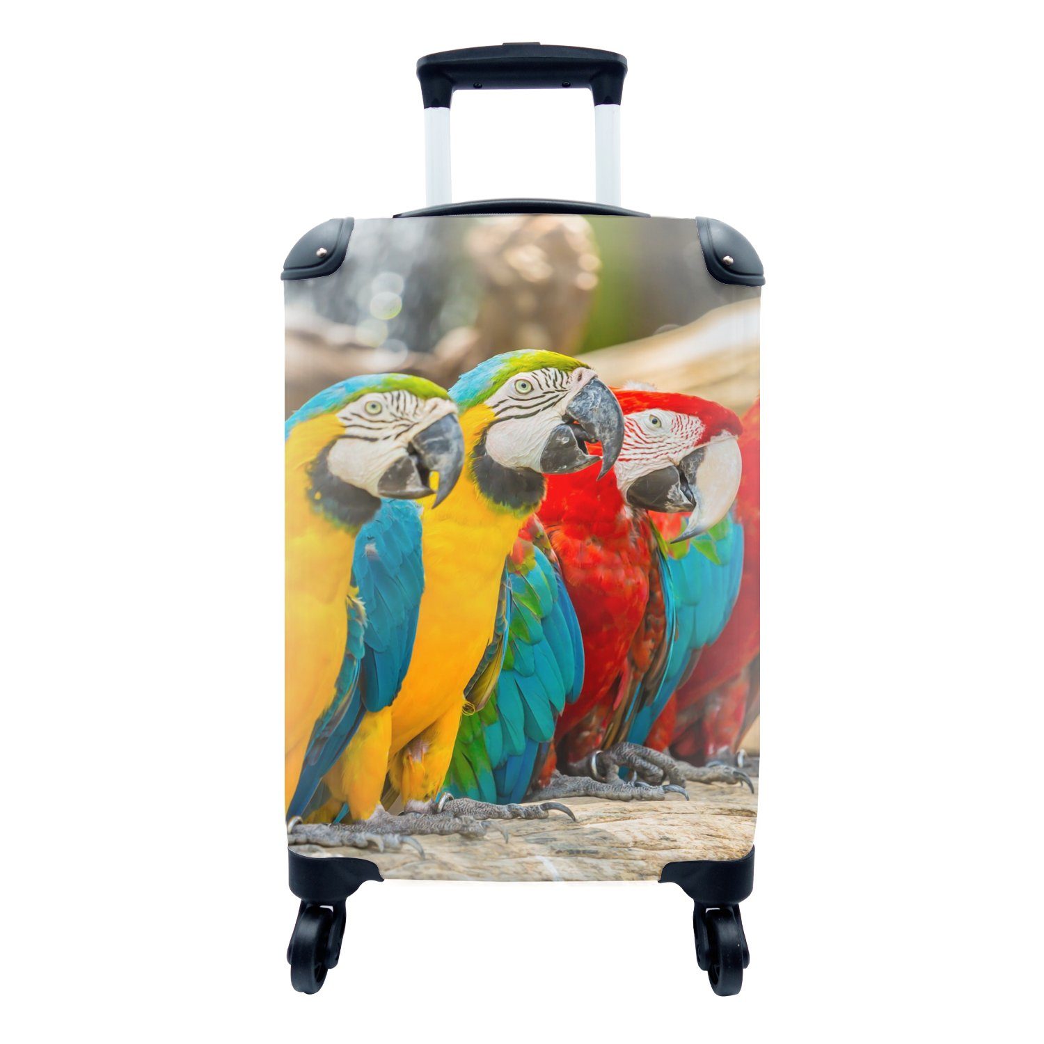 MuchoWow Handgepäckkoffer Vögel - Papagei - Tropisch - Natur, 4 Rollen, Reisetasche mit rollen, Handgepäck für Ferien, Trolley, Reisekoffer