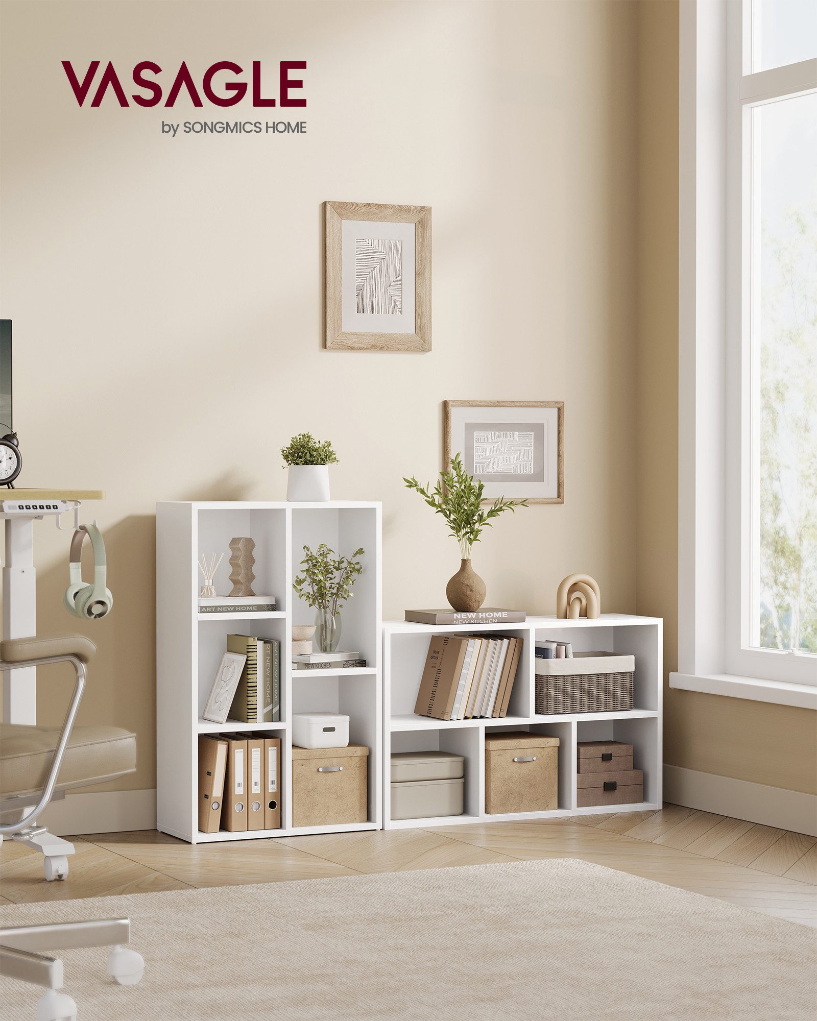 VASAGLE Bücherregal Standregal, Bücherschrank, mit 4/5/7/8 Fächern, Büroreg günstig online kaufen