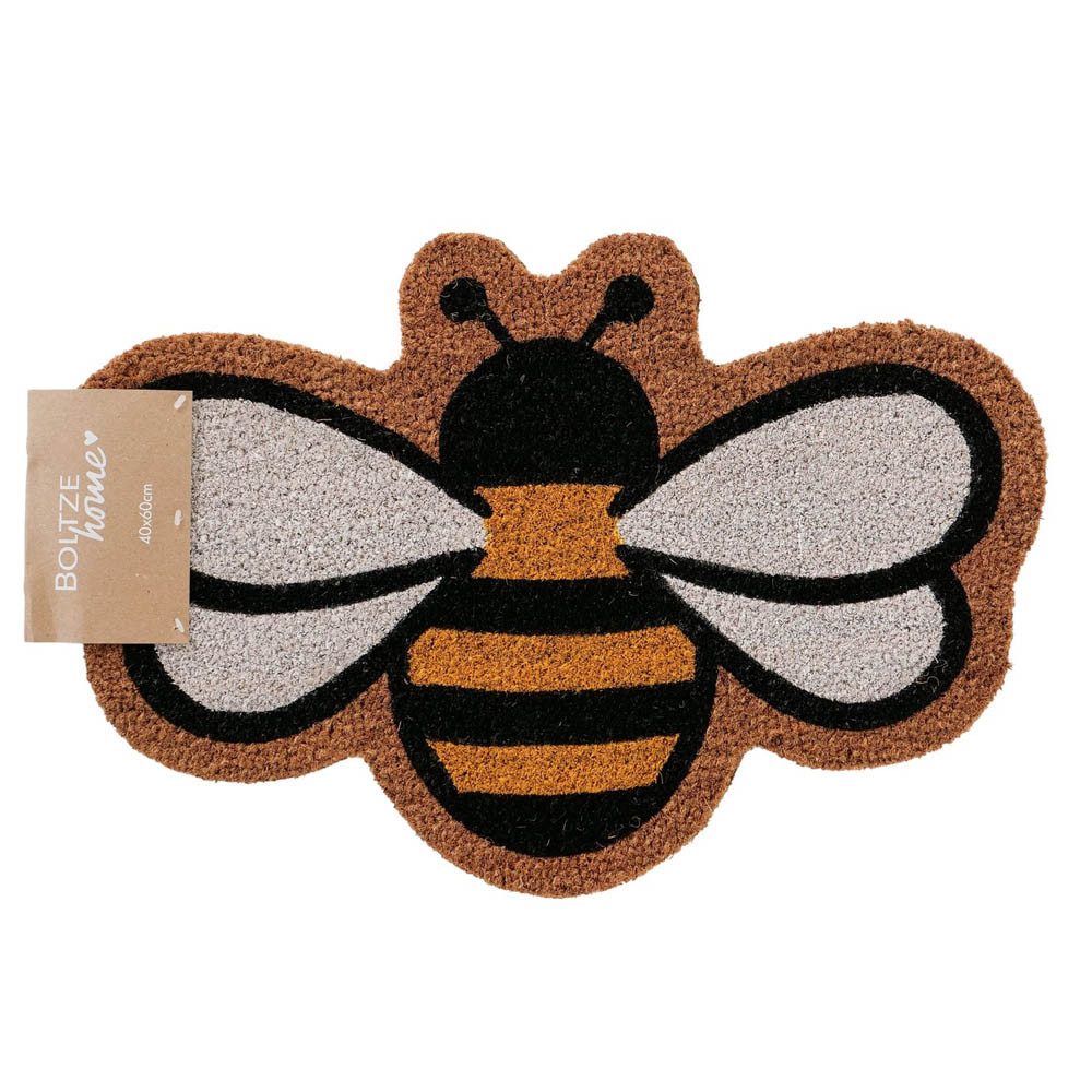 BOLTZE Fußmatte Fußmatte SUMSI natur schwarz weiß gelb Bienenform Deko Bienen 60x40cm