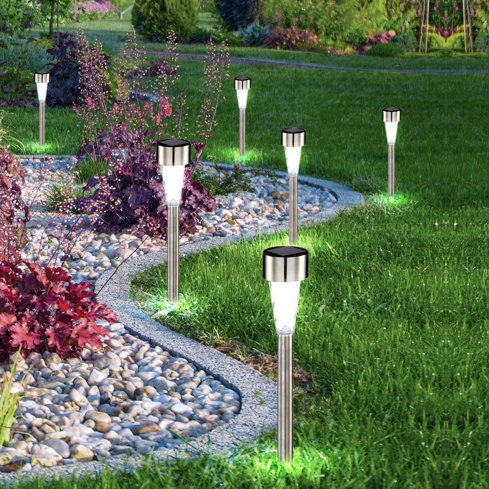 etc-shop LED Gartenleuchten Gartenleuchte, Solarleuchten LED Set fest 6er verbaut, IP44 Lampen Außenleuchten LED-Leuchtmittel