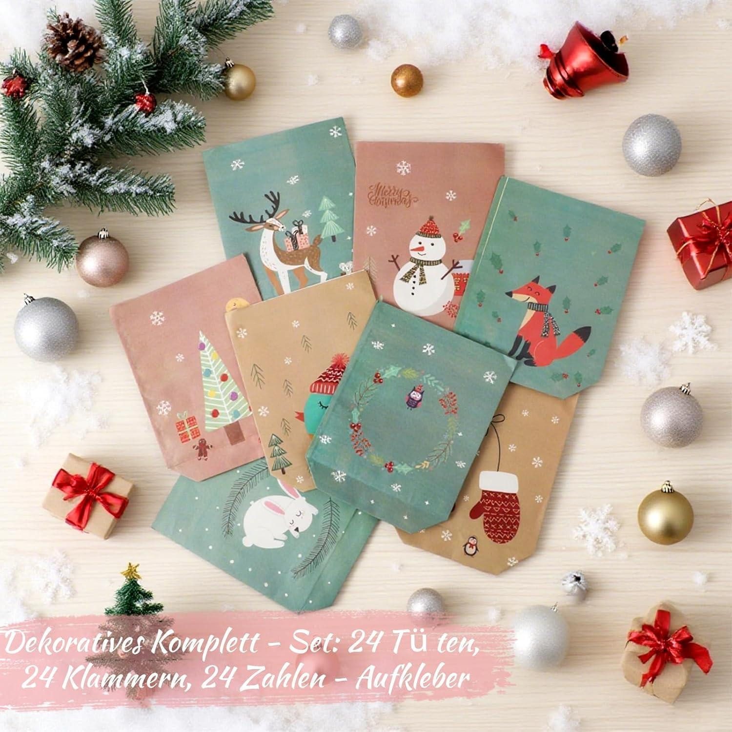 LuxusKollektion DIY-Adventskalender Adventskalender Geschenktüten 24 Nummernaufkleber Colorful