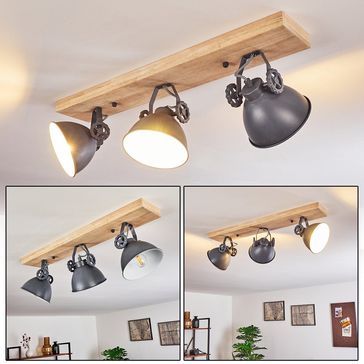 hofstein Deckenleuchte »Mot« Deckenlampe aus Metall/Holz günstig online kaufen