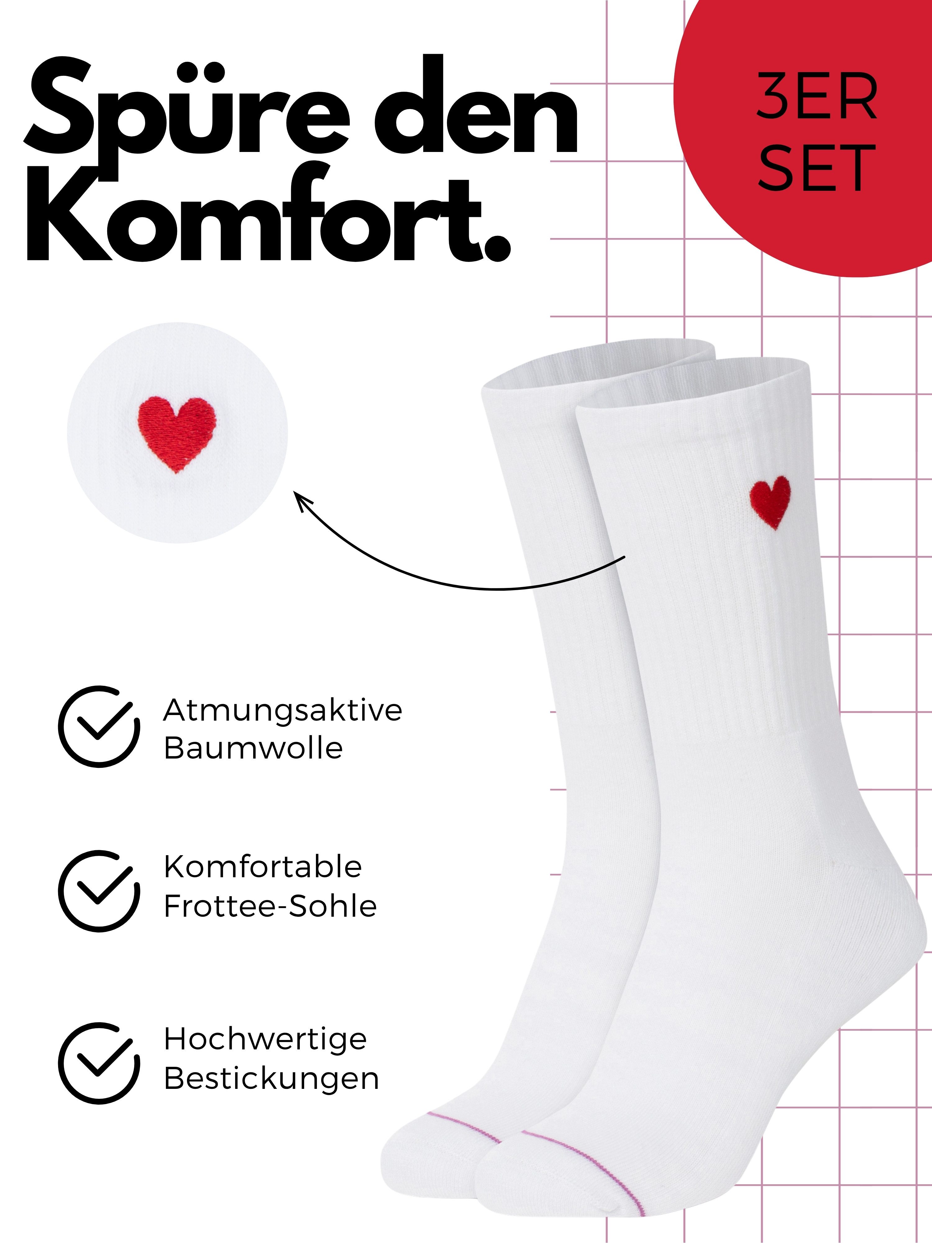 Studio Nolis Tennissocken Herz Damen - Herzchen Socken Baumwolle Crew Socks günstig online kaufen
