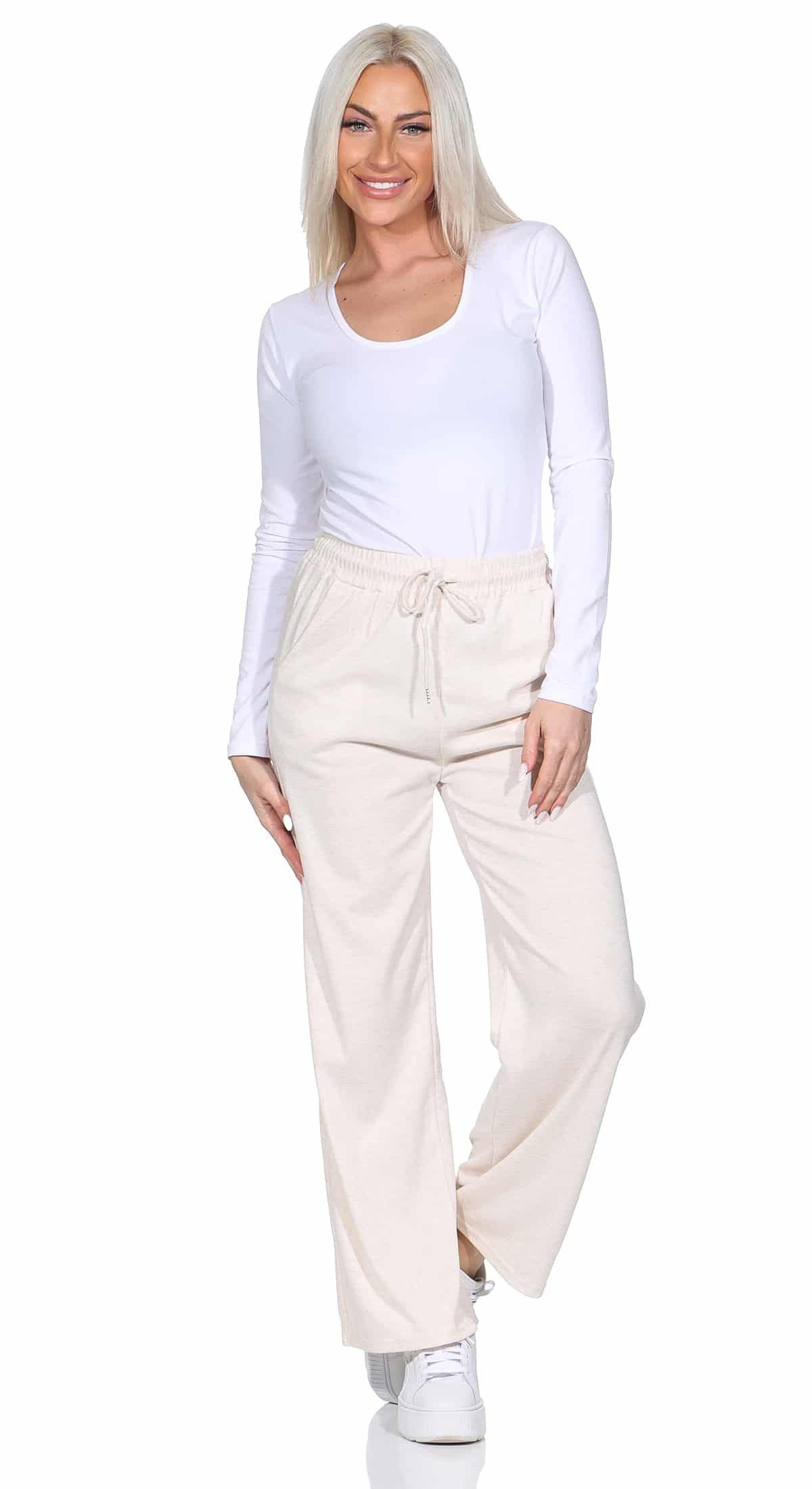 OriginalYou Jogginghose Damen Sweathose leichte Freizeit Jogginghose mit Gummibund, mit Schnürung, in Uni-meliert