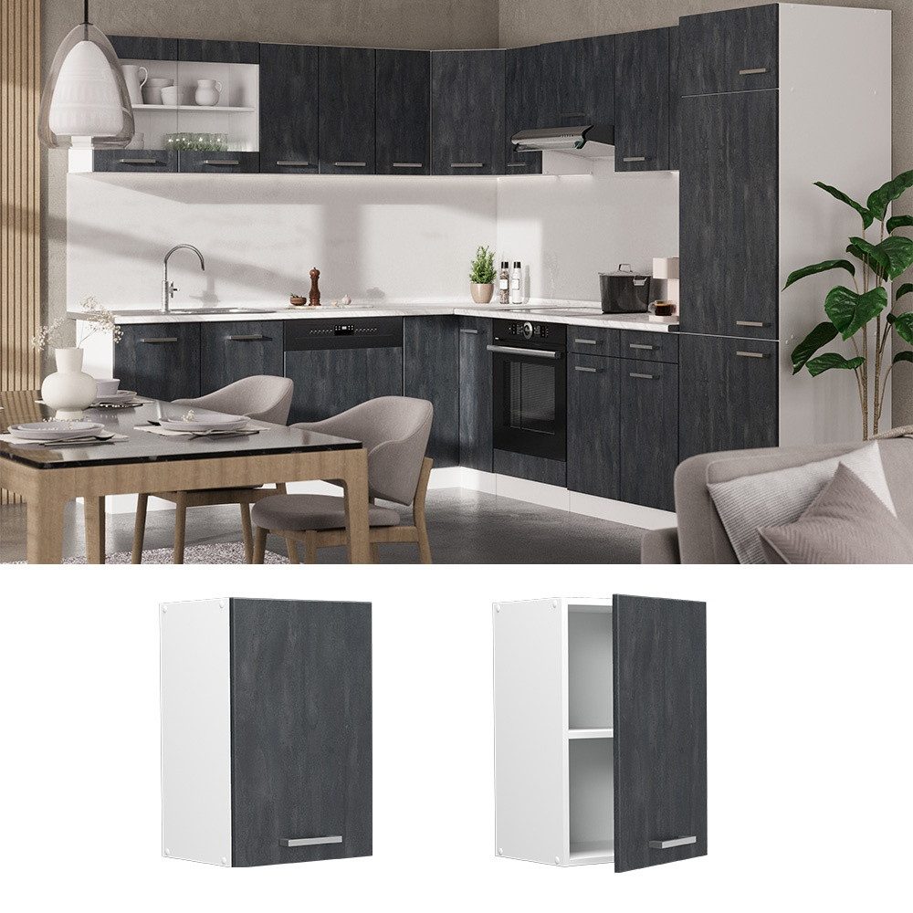 Vicco Hängeschrank R-Line, Schwarz Beton/Weiß, 40 cm (1-St)
