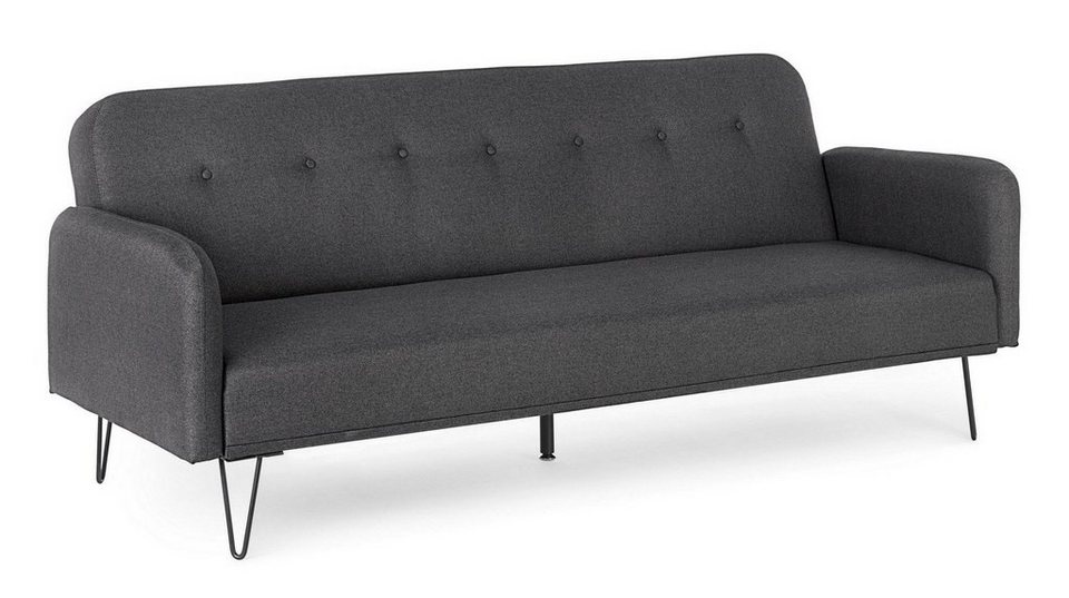 Natur24 Schlafsofa Sofa Bridjet 200x82x81cm mit Schlaffunktion Metallbeine  Schwarz Stoff