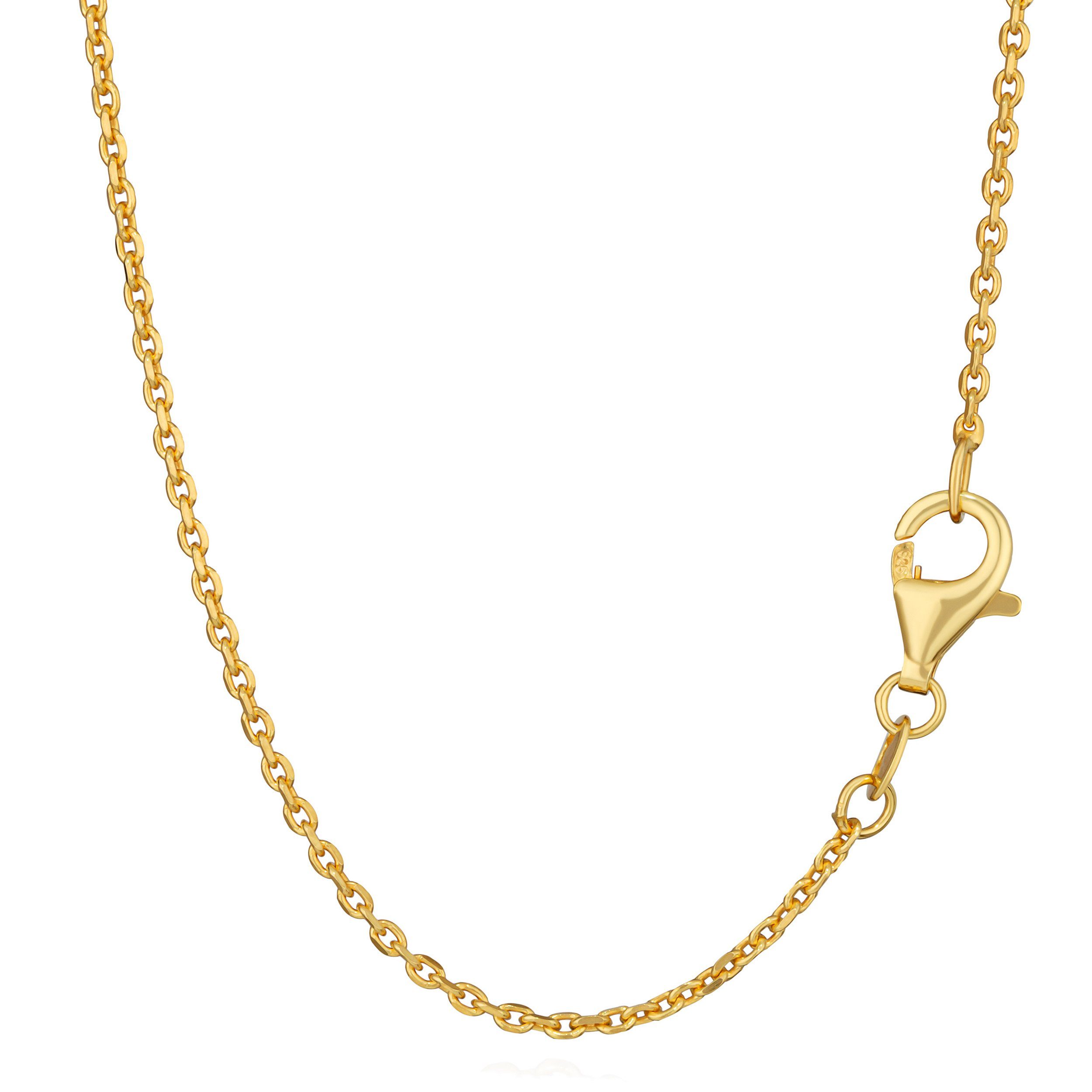 Silberkette Halskette 42cm Ankerkette diamantiert 925 Silber Gelbgold vergoldet 1