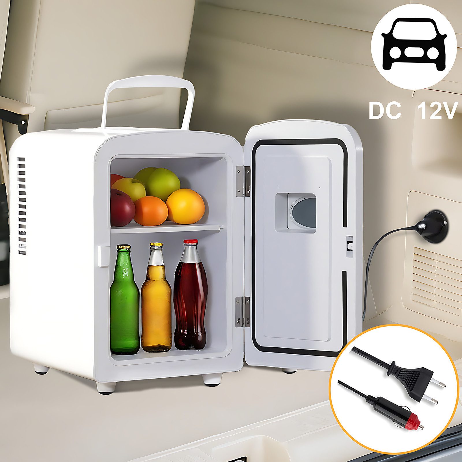 Nettlife Kühlbox 4L Klein Kühlschränke Mini Fridge 12V Leise 24T x 17,5B x 20,5H cm, Geeignet für Getränke Kosmetik Essen