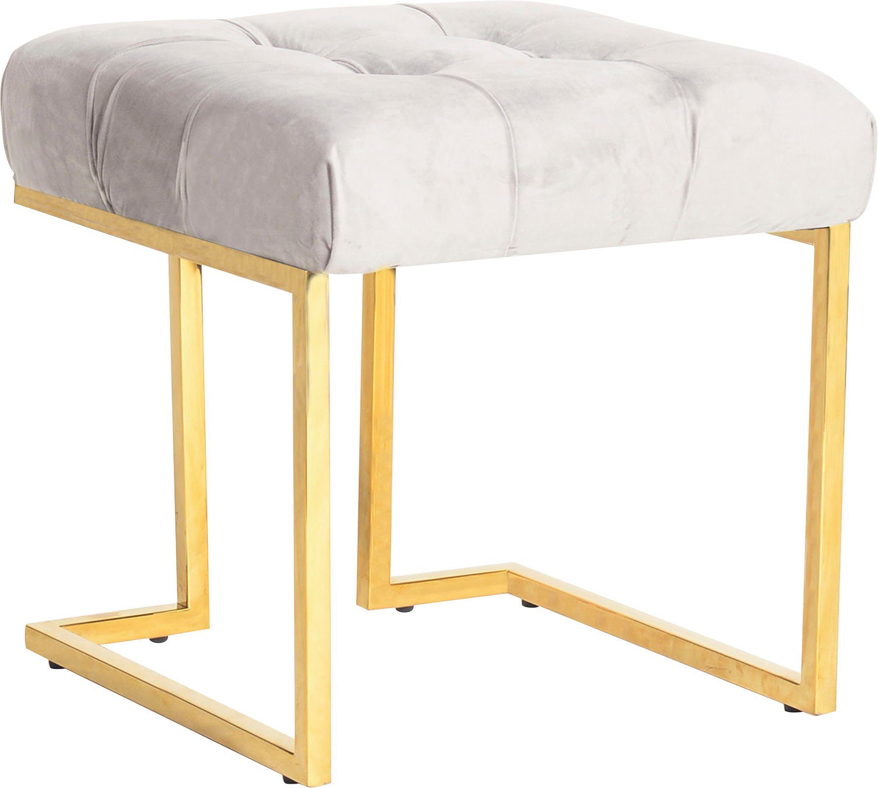 Kayoom Sitzhocker Hocker Rare, Edler Touch durch goldenes Gestell (1 St), eckig, samtweich, gesteppt, mit Zierknöpfen, Edelstahlgestell