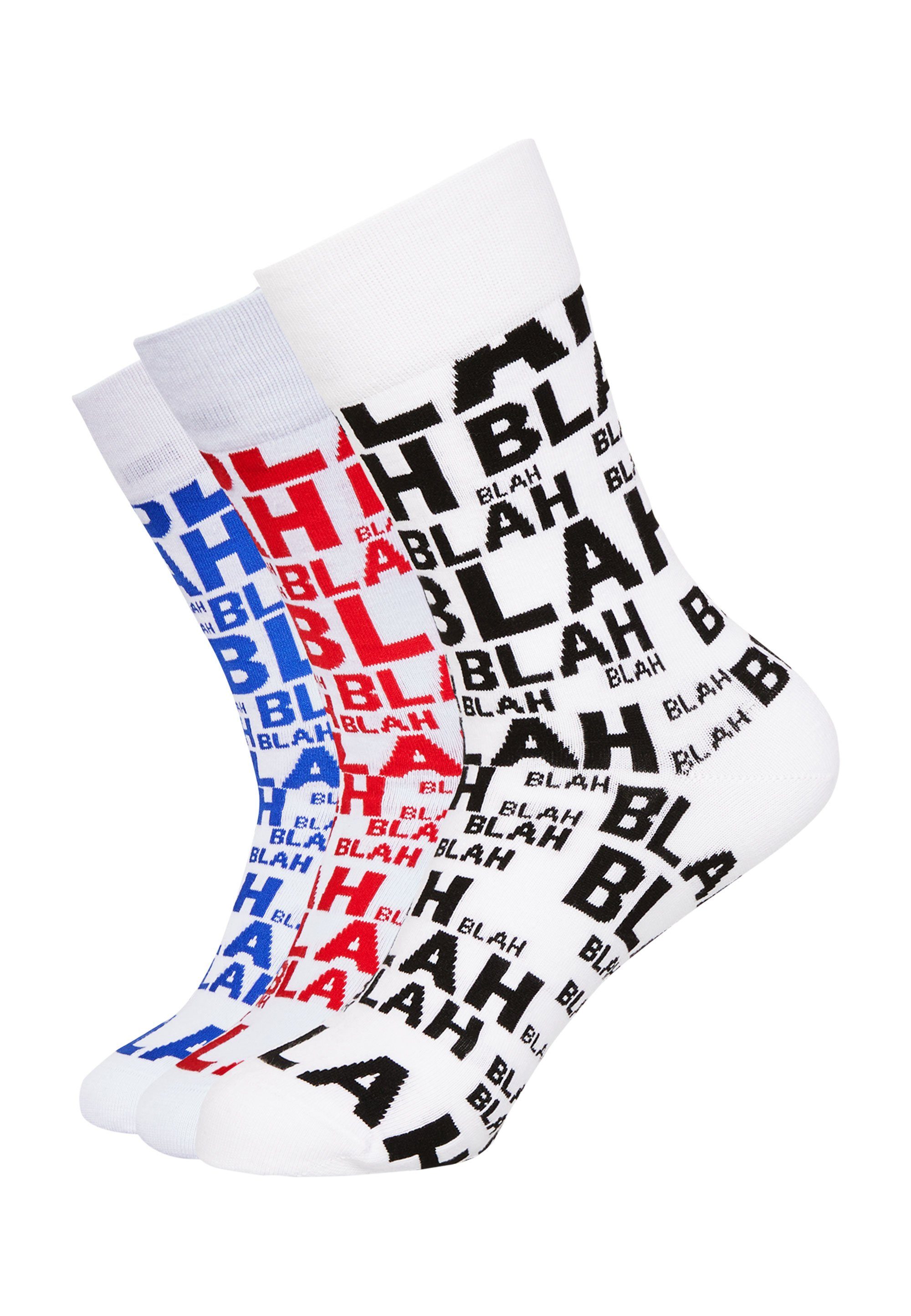 Mxthersocker Socken UNHINGED - BLAH-BLAH (3-Paar) mit trendigem Schriftzug weiß