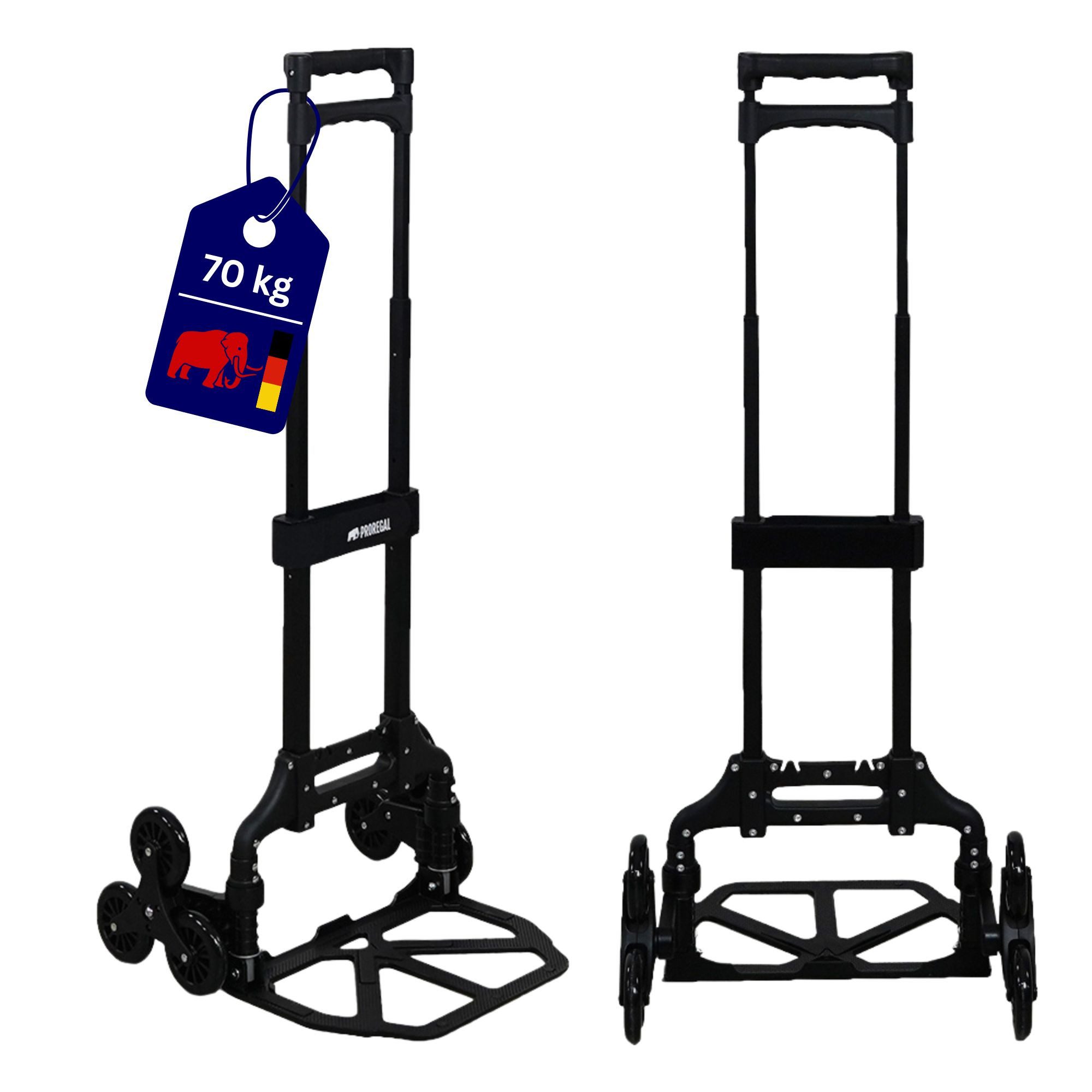 PROREGAL® Sackkarre ELEPHANT mit Profi-Alu-Rahmen klappbar ergonomisch Vollgummibereifung