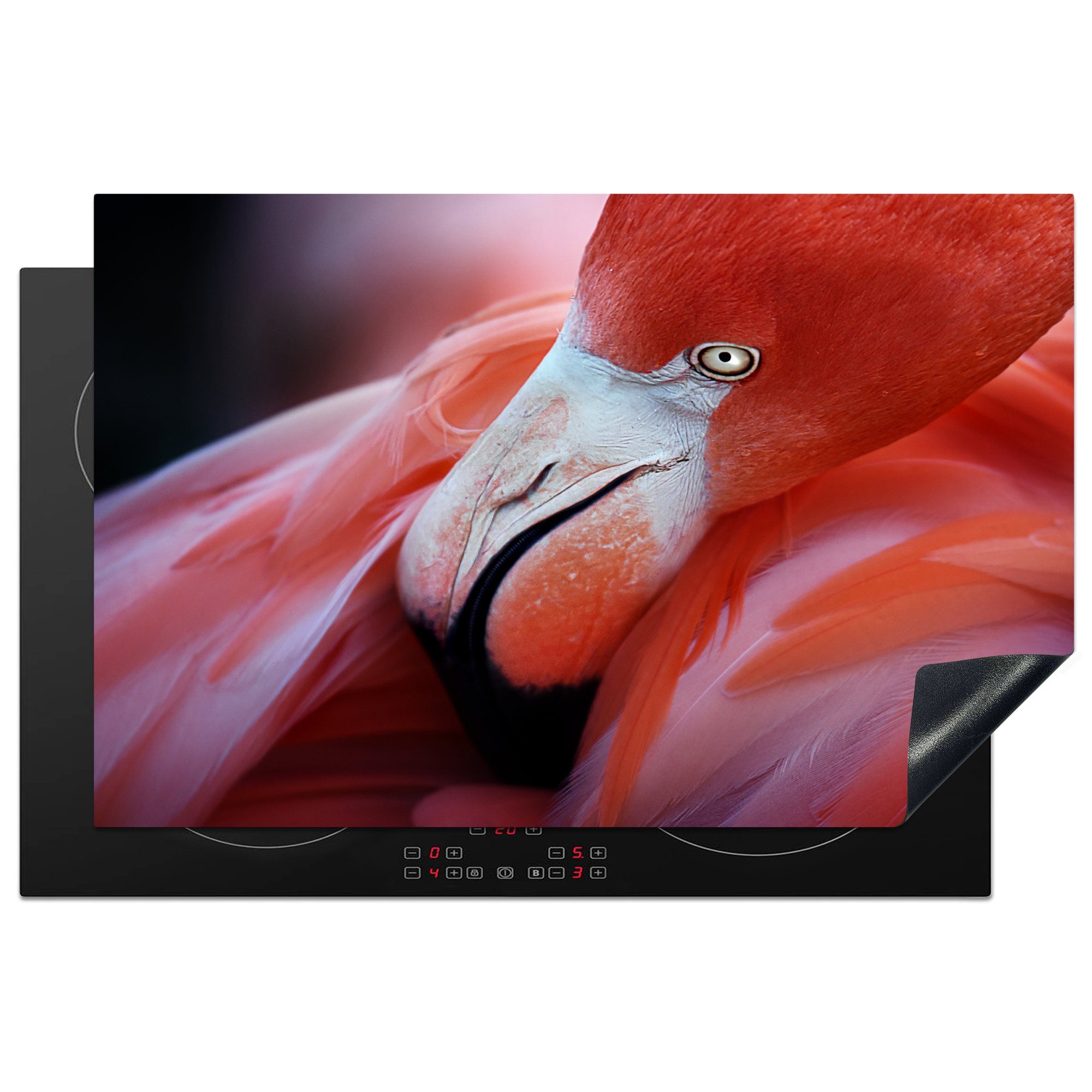 81x52 Herdblende-/Abdeckplatte tlg), Nahaufnahme Induktionskochfeld Schutz Vinyl, küche, cm, (1 Flamingos, eines die für Ceranfeldabdeckung MuchoWow
