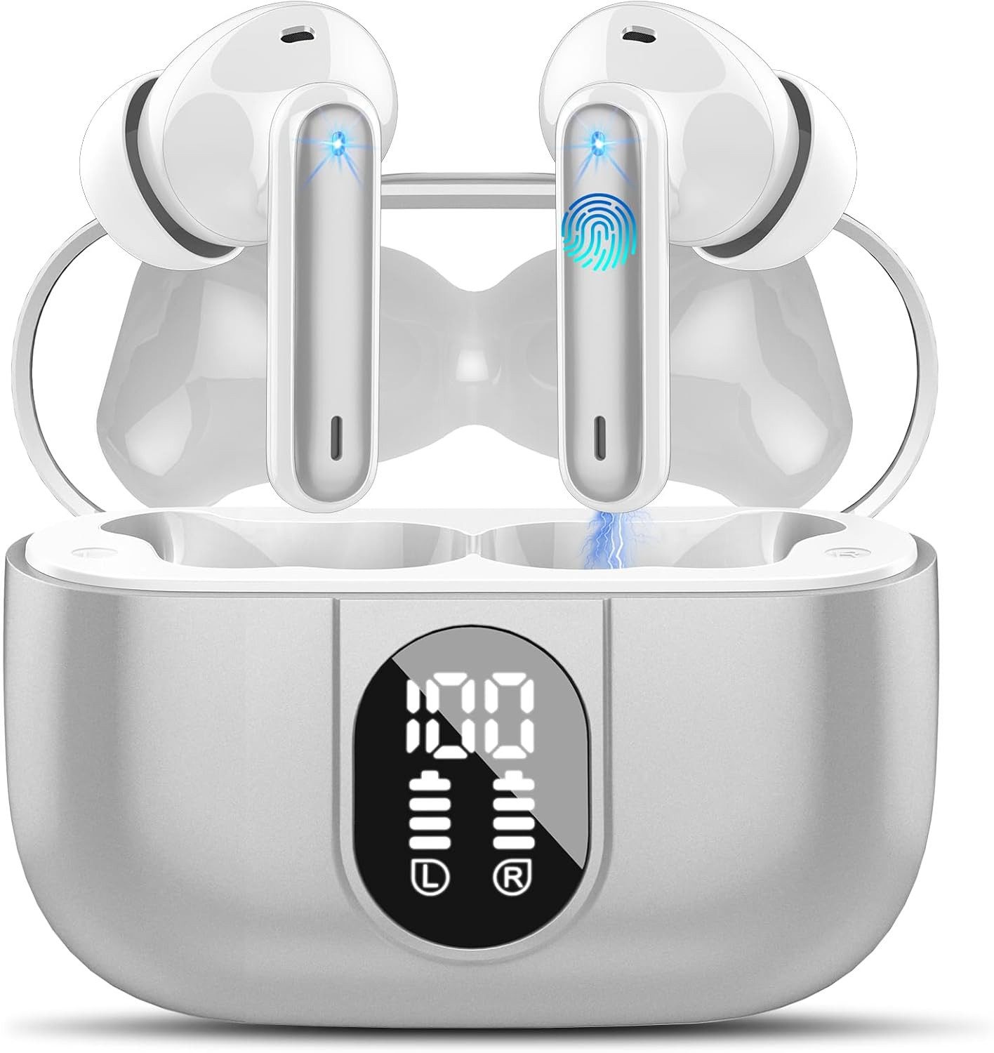 BRAIDOL Bluetooth Kopfhörer, In Ear Kopfhörer Kabellos,Kabellose Kopfhörer In-Ear-Kopfhörer (Deep Bass mit 4 ENC Mic, 40Std Spielzeit,Wireless Earbuds mit LED-Anzeige, Touch Control, IP7 wasserdichte Ohrhörer für Arbeit Studium Sport)