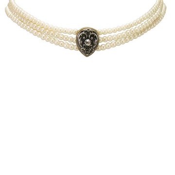 Alpenflüstern Collier Trachten-Perlen-Kropfkette Adela (creme-weiß), - nostalgische Trachtenkette, eleganter Damen-Trachtenschmuck, Dirndlkette