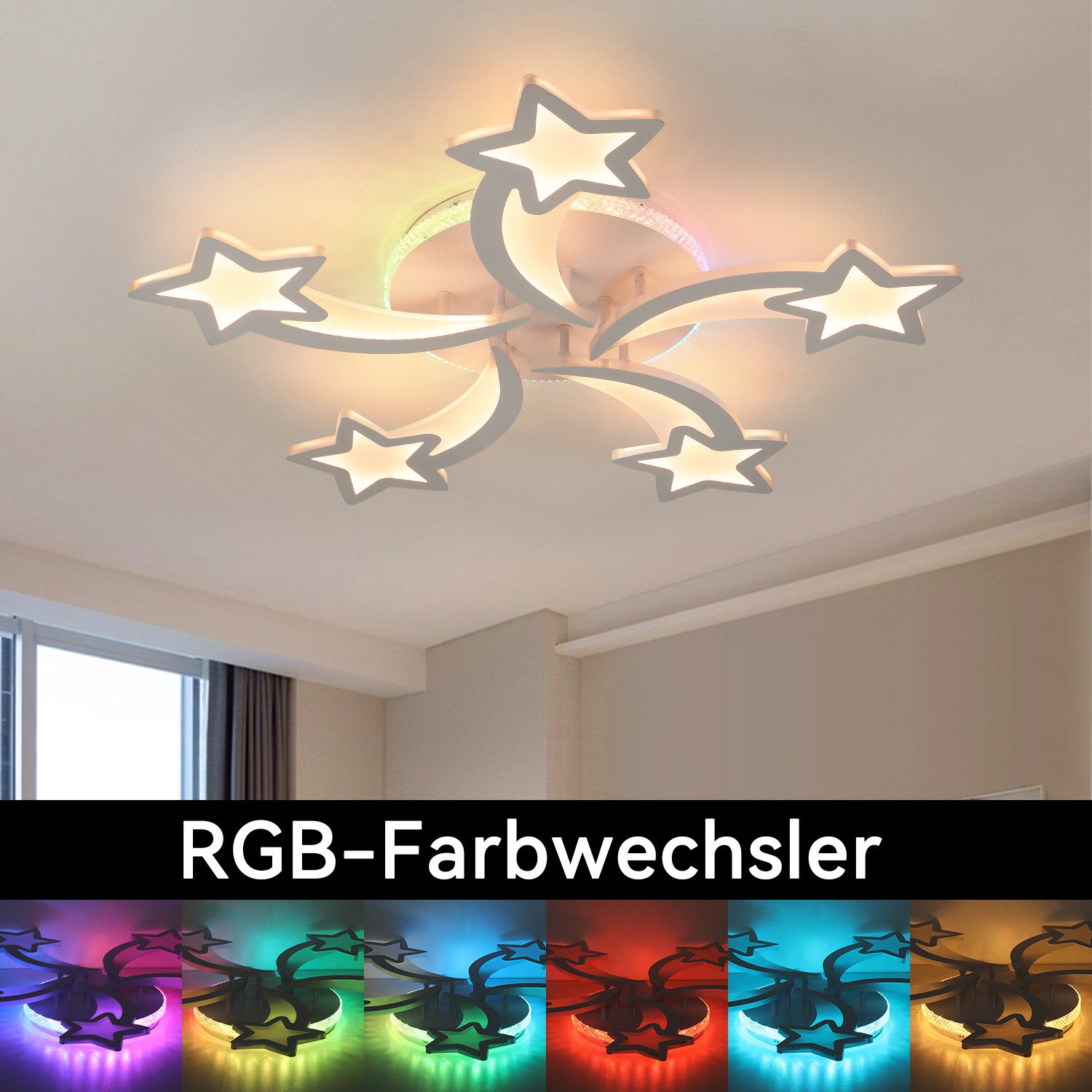 oyajia Deckenleuchte 54W Sternform LED Deckenleuchte, günstig online kaufen