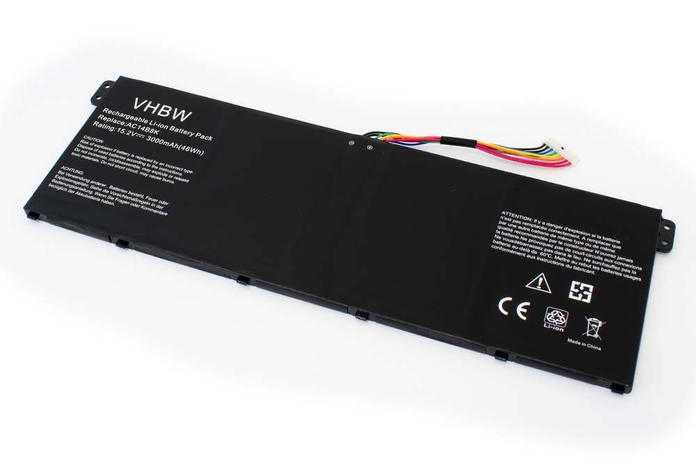 vhbw passend für Acer Aspire R3-471TG-38XV, R3-471TG-50YY, R3-471TG-51B2, Laptop-Akku 3000 mAh