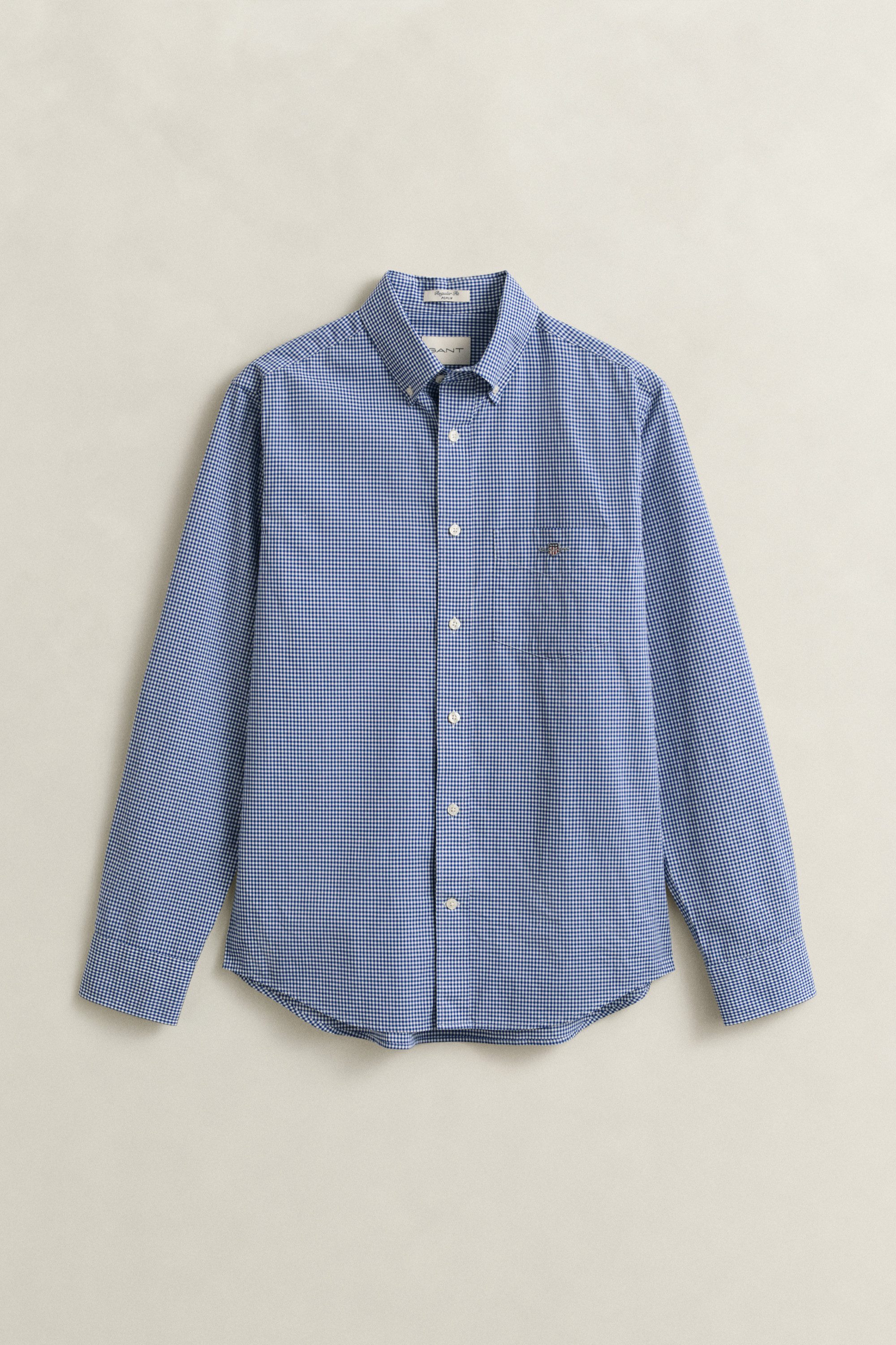 Gant Langarmhemd REG CLASSIC POPLIN GINGHAM SHIRT mit Logostickerei, Baumwoll-Popeline