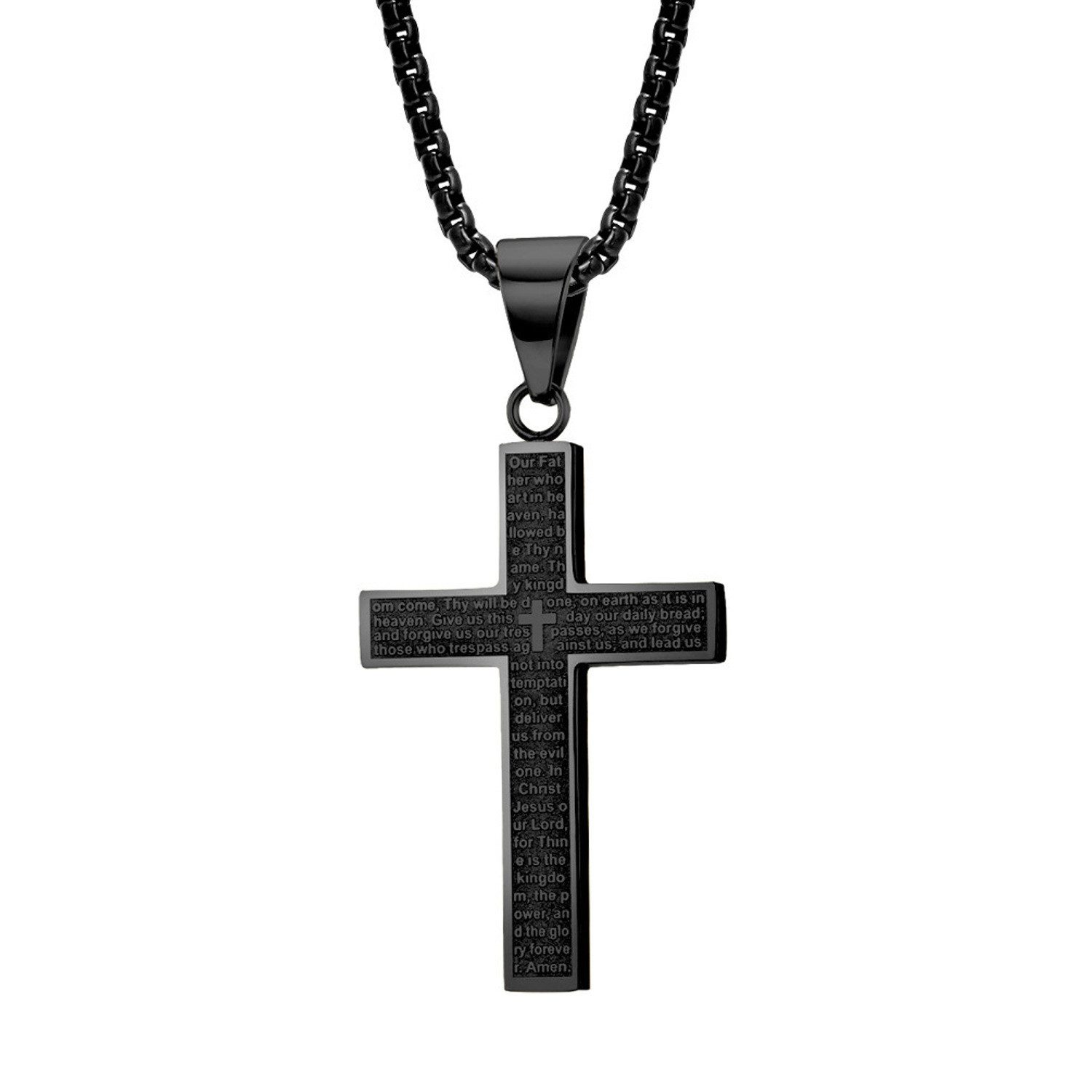 KARMA Edelstahlkette Halskette mit Kreuz Silber günstig online kaufen