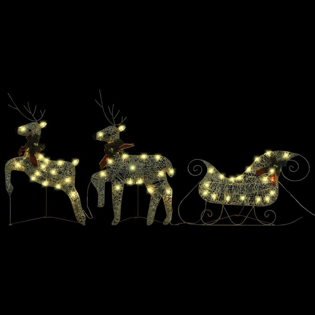 60 Weihnachtsdekoration Dekolicht vidaXL Rentiere Schlitten Outdoor Gold LEDs
