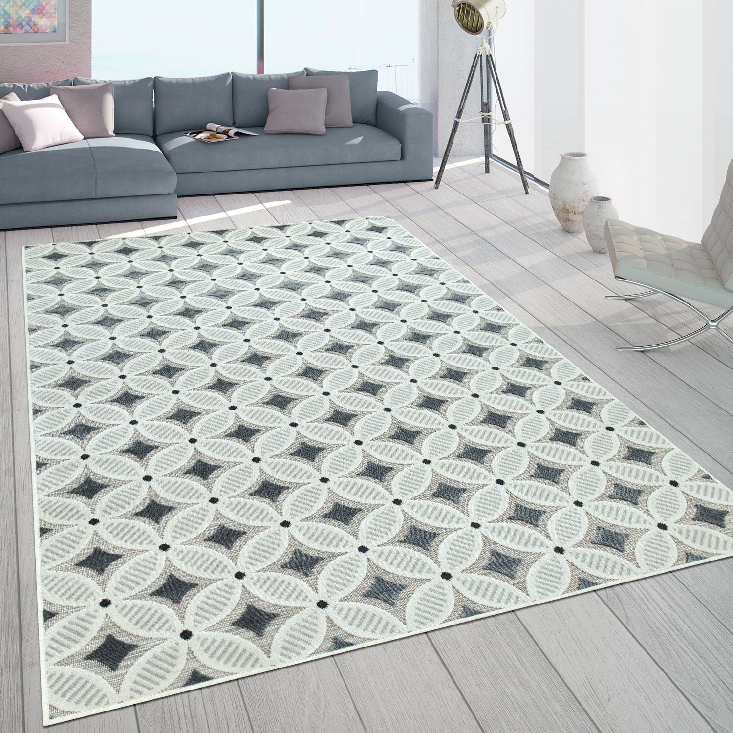 Teppich Charleroi 493, Paco 3 und Höhe: Home, In- 3D-Retro mm, Outdoor rechteckig, Design, grau geeignet