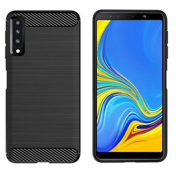 CoolGadget Handyhülle Carbon Handy Hülle für Samsung Galaxy A7 2018 6 Zoll, robuste Telefonhülle Case Schutzhülle für Samsung A7 2018 Hülle