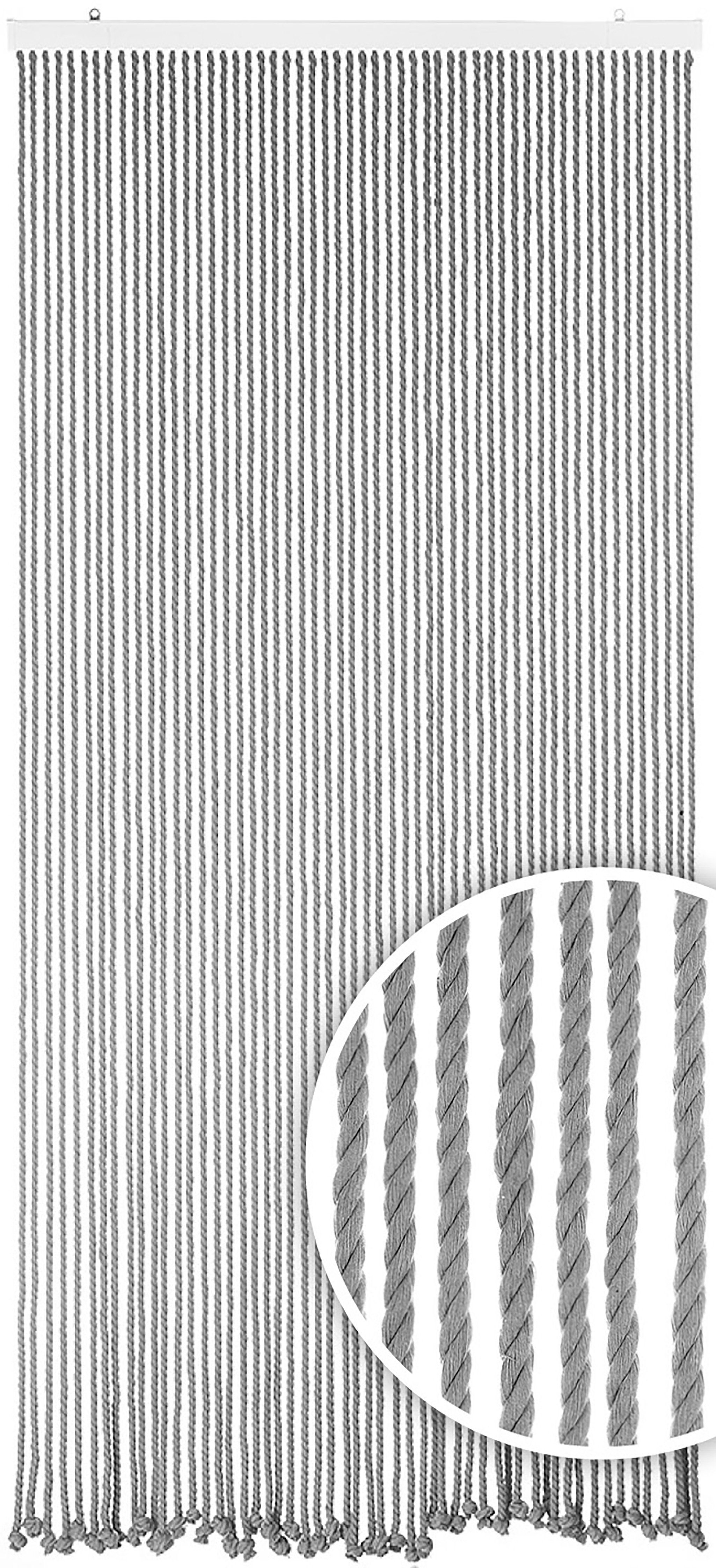 Türvorhang Seilvorhang GREY 54 Stränge 90x200 cm, Kobolo, Ösen (1 St),  transparent
