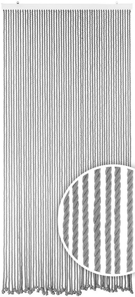 Türvorhang Seilvorhang GREY 54 Stränge 90x200 cm, Kobolo, Ösen (1 St),  transparent