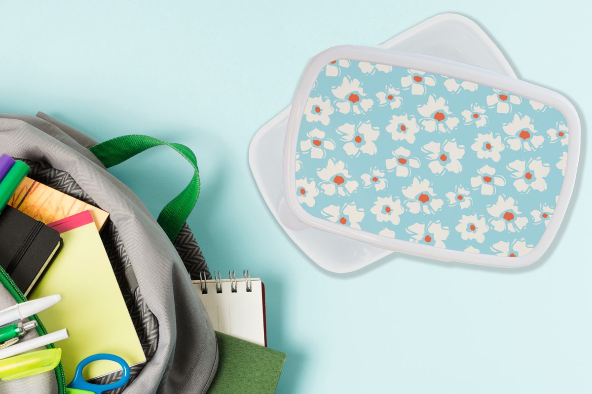 Muster, Blumen - Brotdose, - Aquarell Kinder und Mädchen Lunchbox Brotbox für weiß und Kunststoff, (2-tlg), Erwachsene, Jungs MuchoWow für