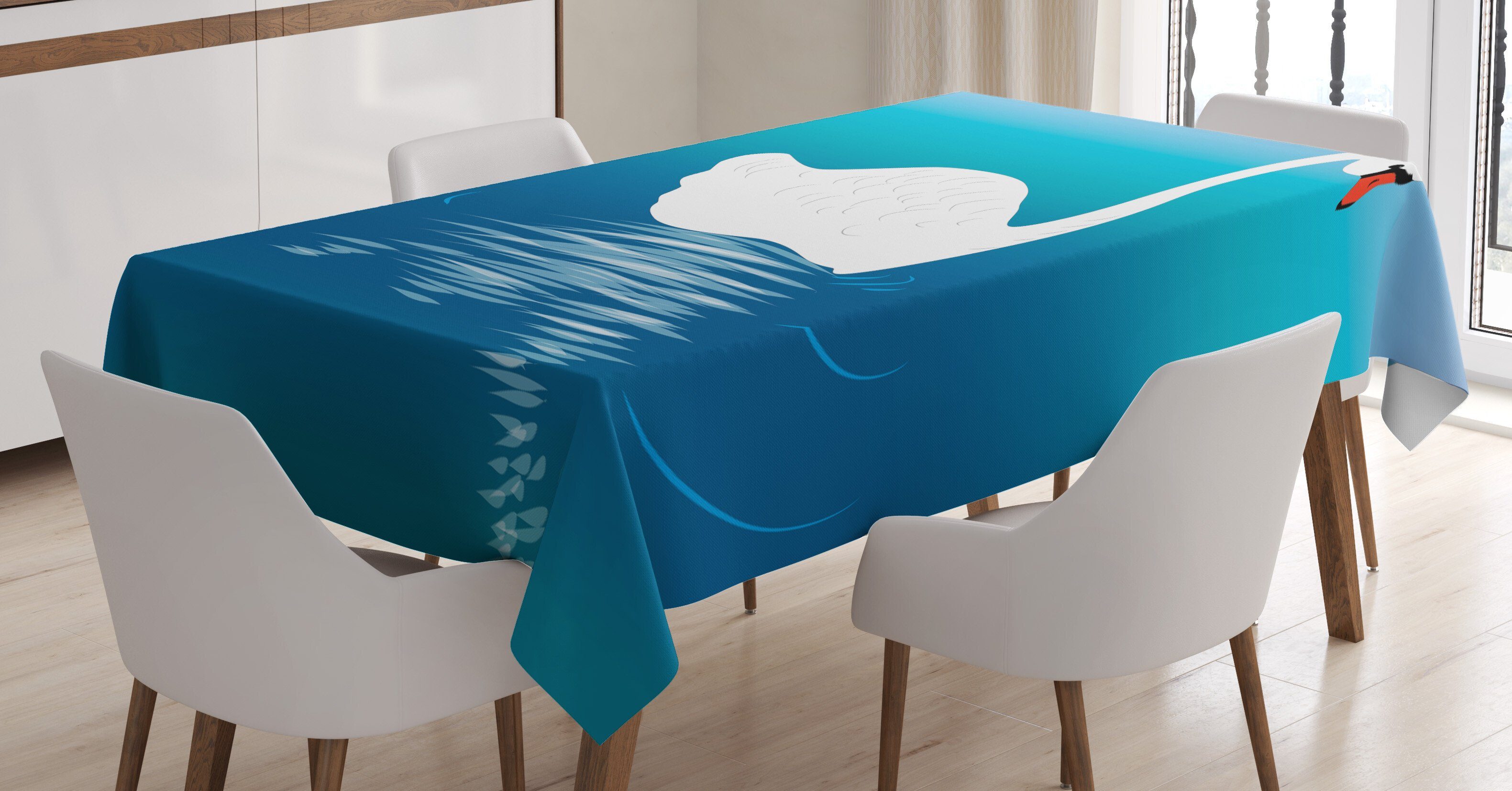Ruhe auf Tischdecke Ombre-Kunst-Wasser Bereich Klare Farbfest Für Waschbar Außen Farben, geeignet Vogel Schwan den Abakuhaus
