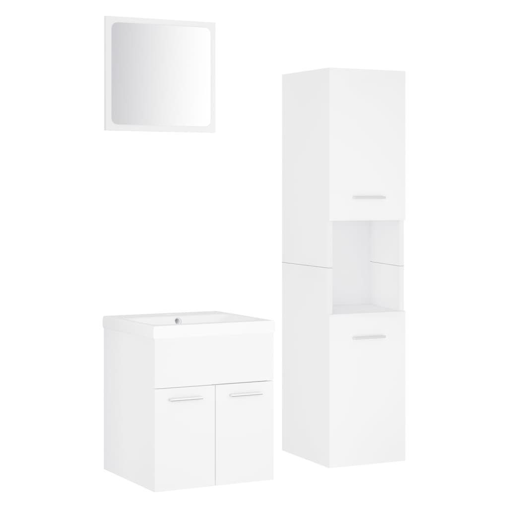 Badezimmer-Set Badmöbel-Set Weiß Holzwerkstoff