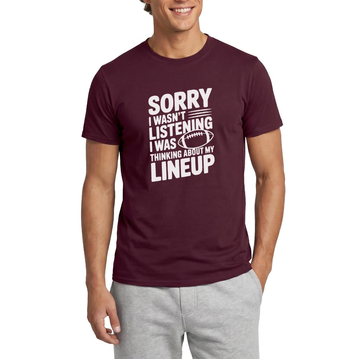 Spreadshirt T-Shirt Fantasy Football Thinking About Lineup Taktik Männer T-Shirt (1-tlg)