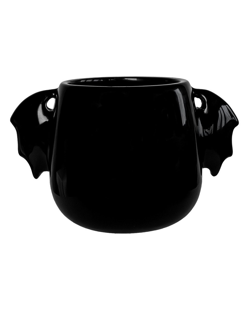Horror-Shop Tasse Schwarzglänzende Keramik Tasse mit Fledermausflüge, Keramik – Bild 3 von 4