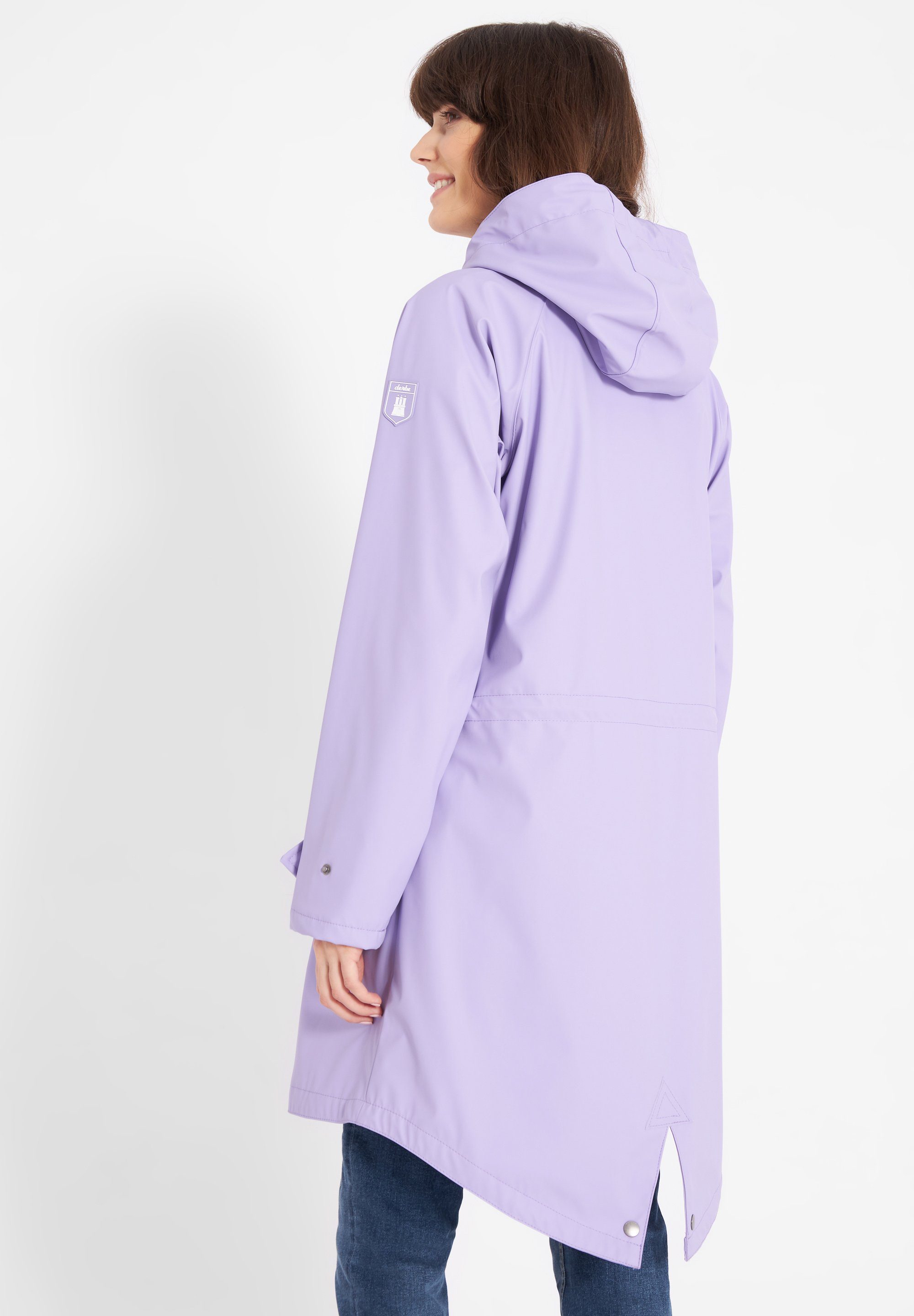 nachhaltig Friese Traveby Wasserabweisend, gestreiftes Derbe Regenjacke winddicht, rose/navy purple Innenfutter,