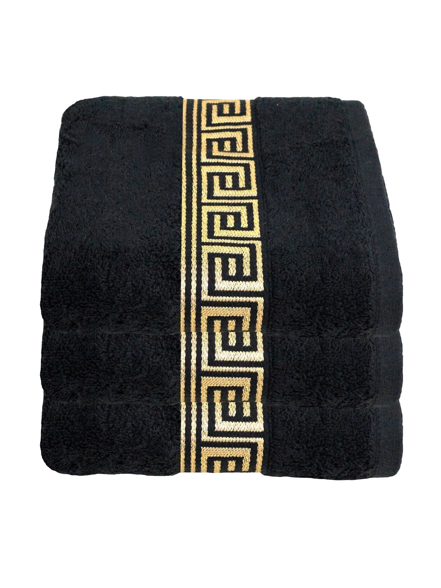 Duschtücher 3-Duschtücher-SCHWARZ-GOLD-Duschtuch 70 x 140 cm