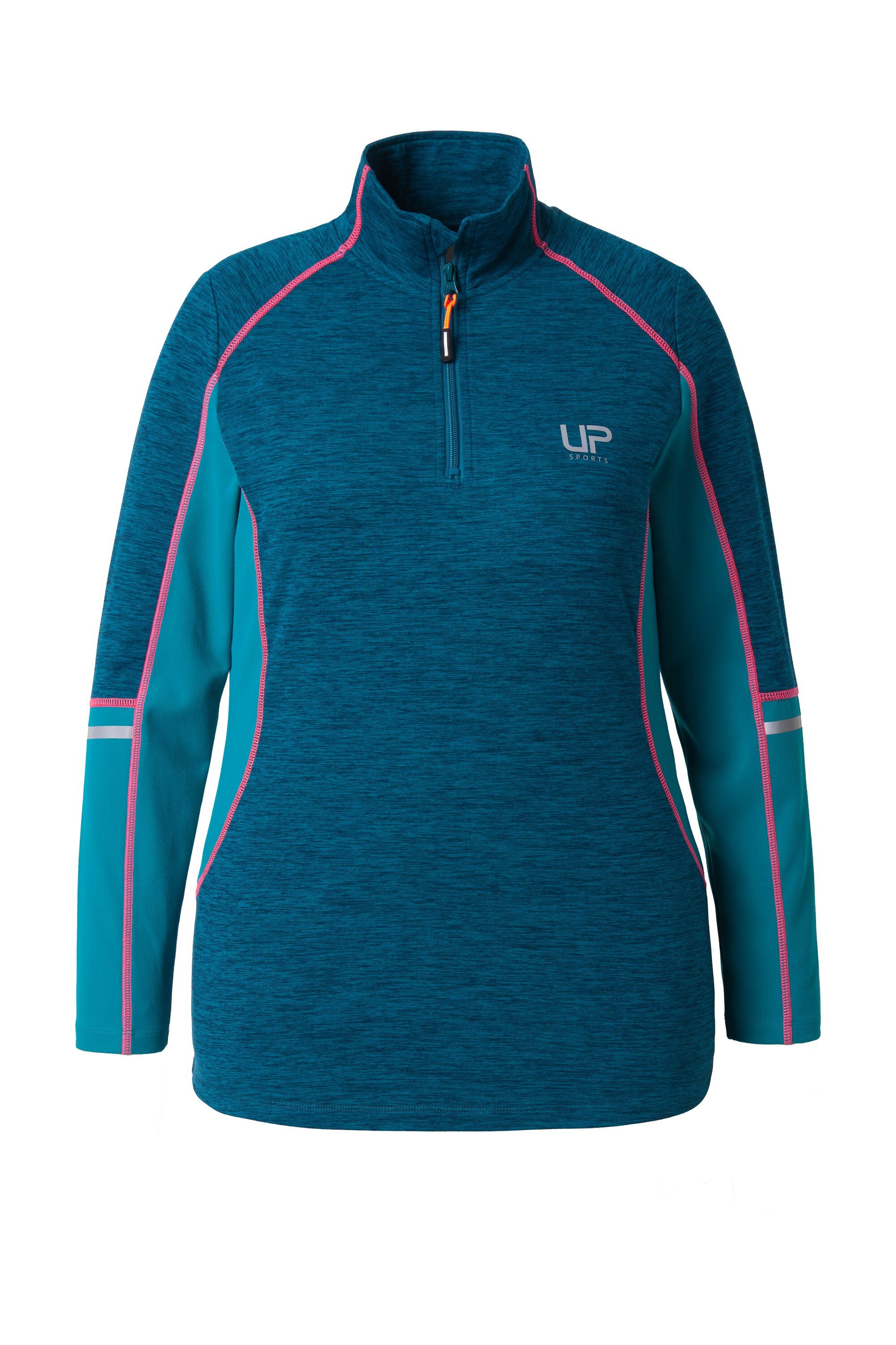 Ulla Popken T-Shirt Funktionsshirt Slim Stehkragen Zipper Langarm günstig online kaufen