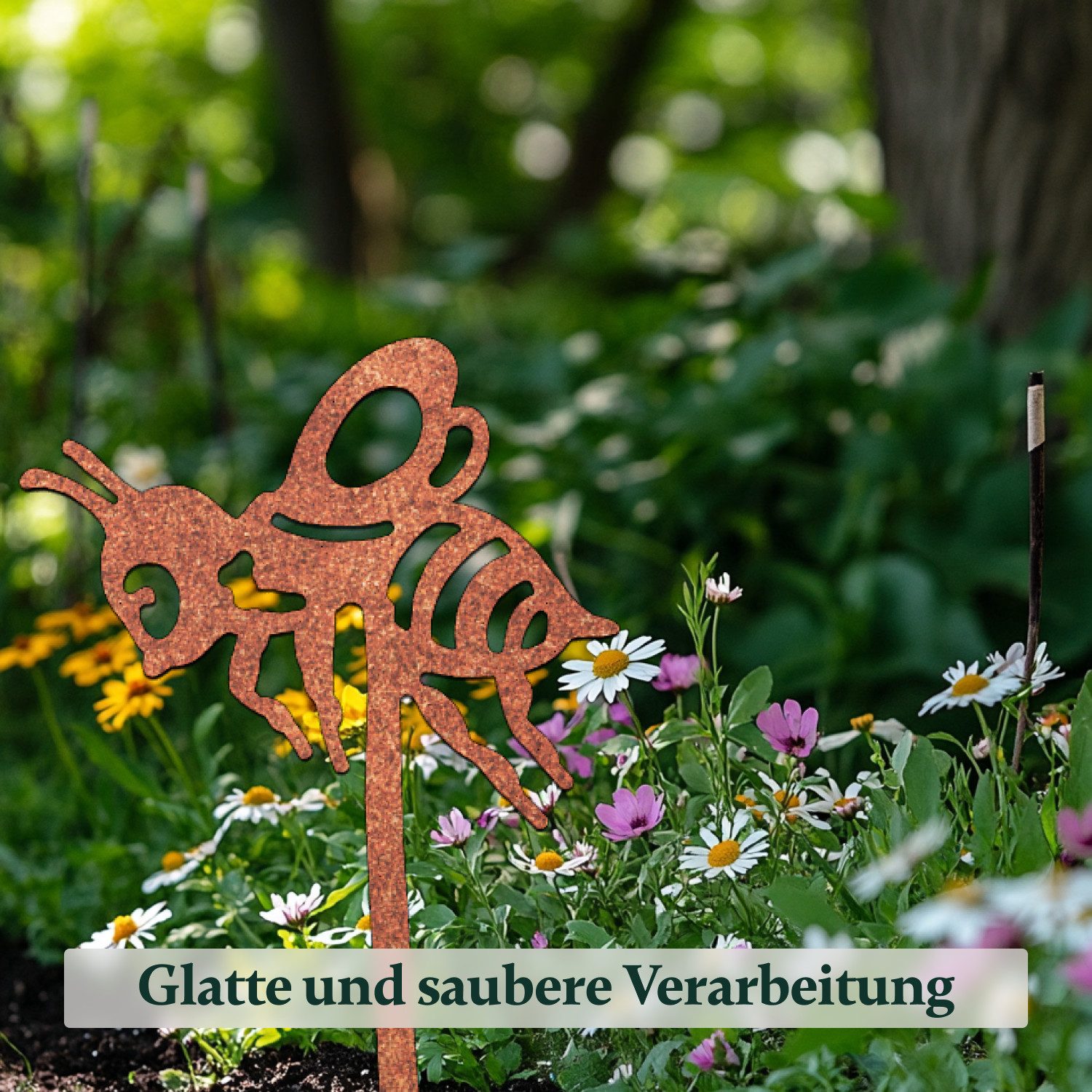 VERDOBA Gartenfigur Gartenstecker in Rost & Silber Rost Deko für Garten, Balkon & Terrasse – Bild 4 von 5