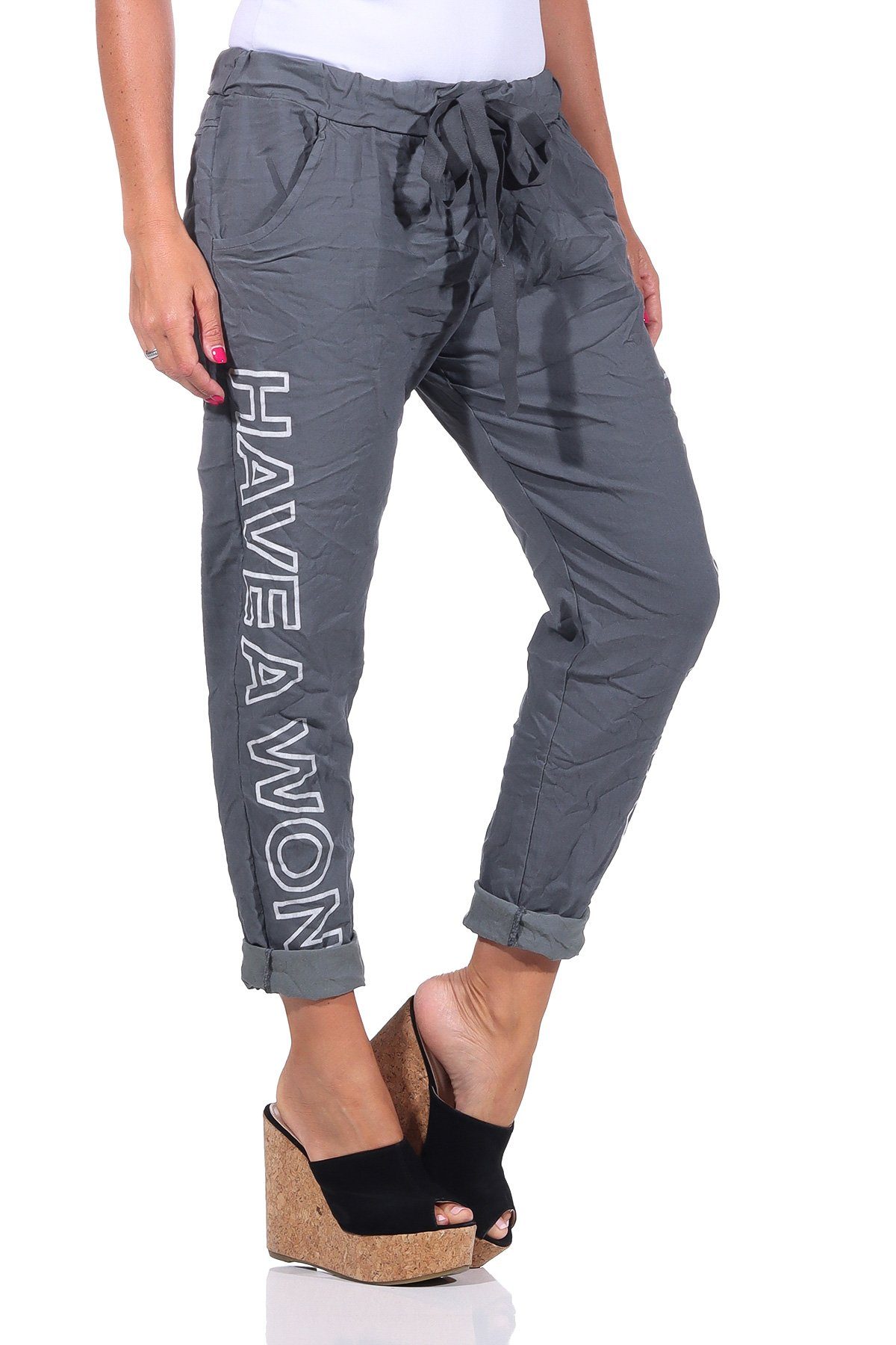 Mississhop Jogginghose Damen Hose Freizeithose Stoffhose Boyfriend Stretch günstig online kaufen