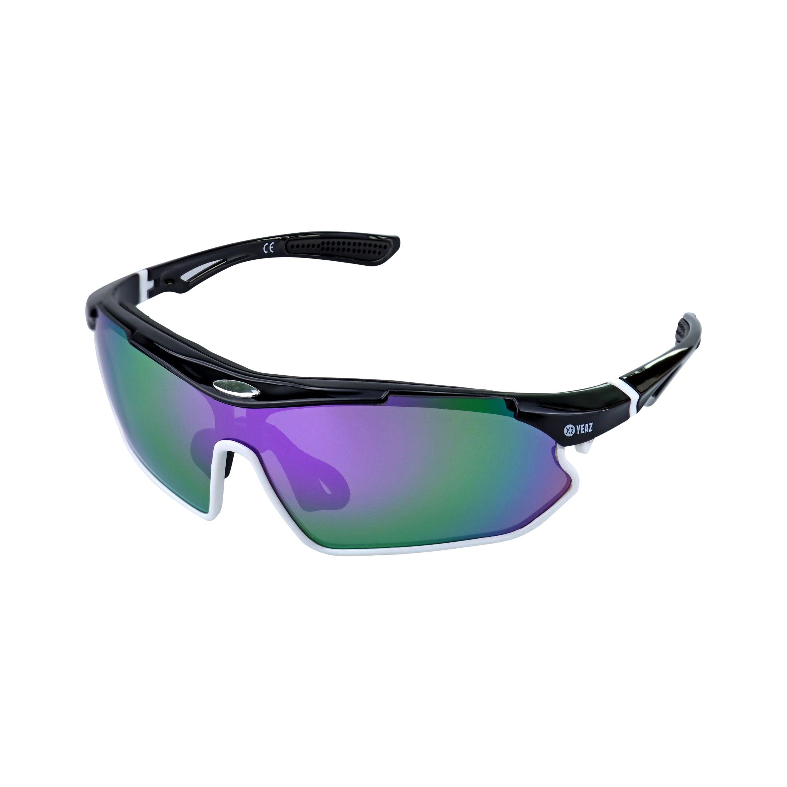 YEAZ Sportbrille SUNRAY sport-sonnenbrille schwarz/weiß/lila, schwarz/weiß/lila Sport-Sonnenbrille