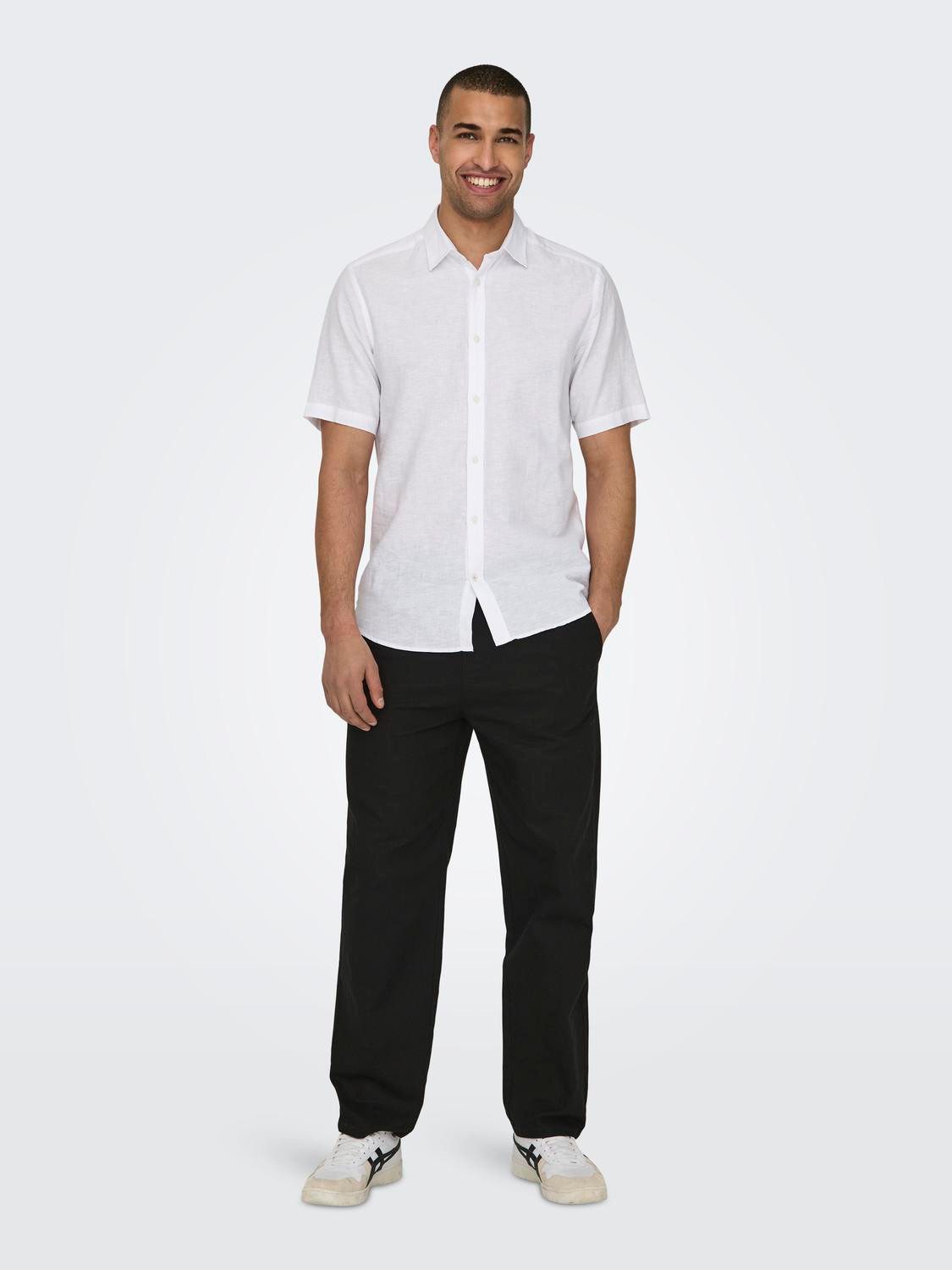 ONLY & SONS Schlupfhose ONSSINUS LOOSE 0007 COT LIN PANT NOOS Baumwolle mit Leinen, locker geschnitten