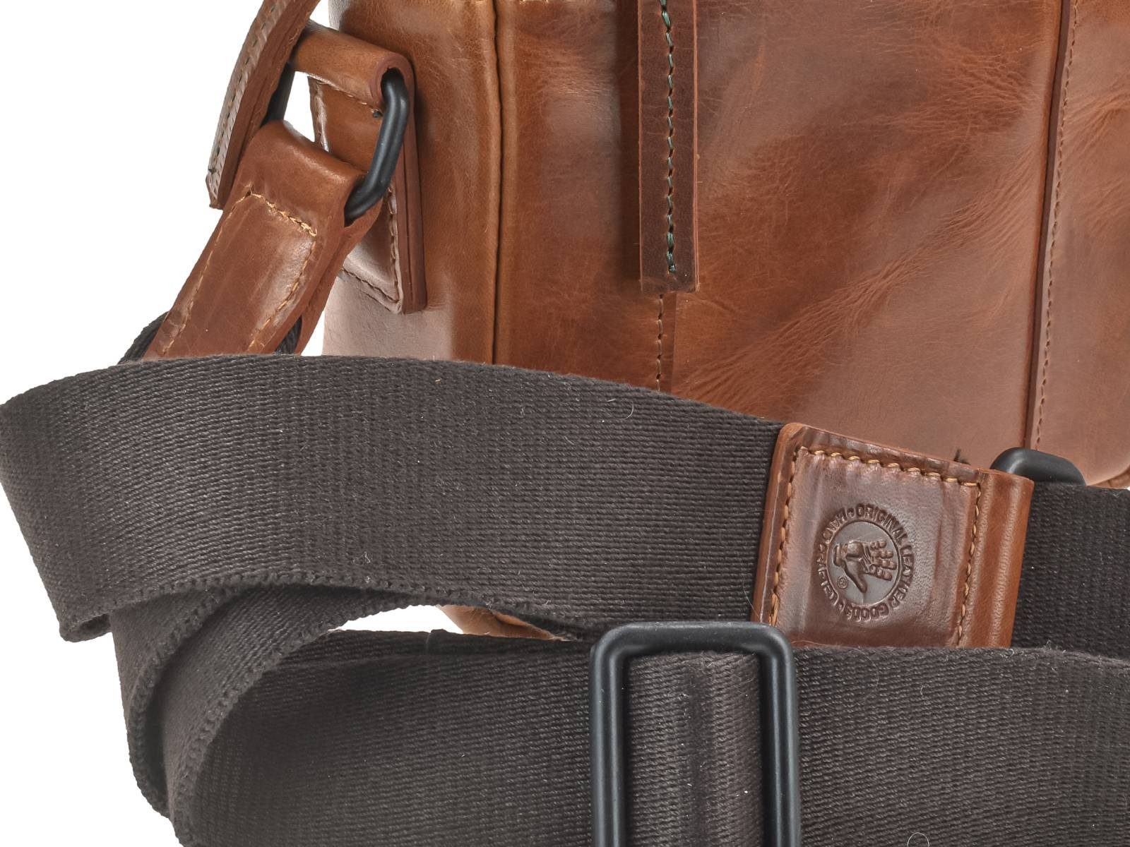 Greenburry Umhängetasche "Newport" Leder Tasche kleine Herrentasche Umhänger 17x20cm, Hauptfach 14x18cm, 145cm Schultergurt