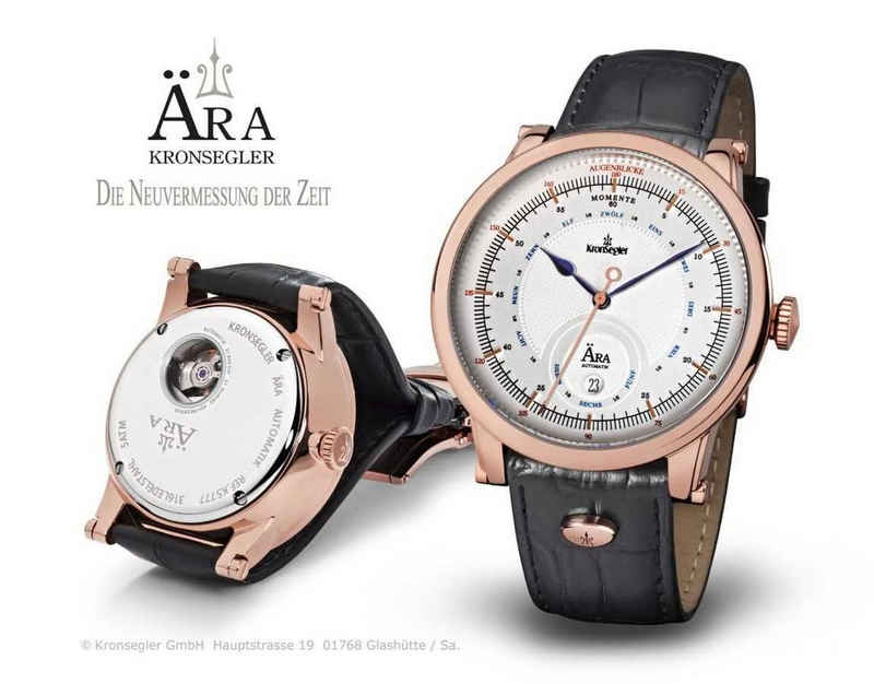 Kronsegler Automatikuhr Ära Herrenuhr KS777 rose-weiss Lederband 41,5 mm