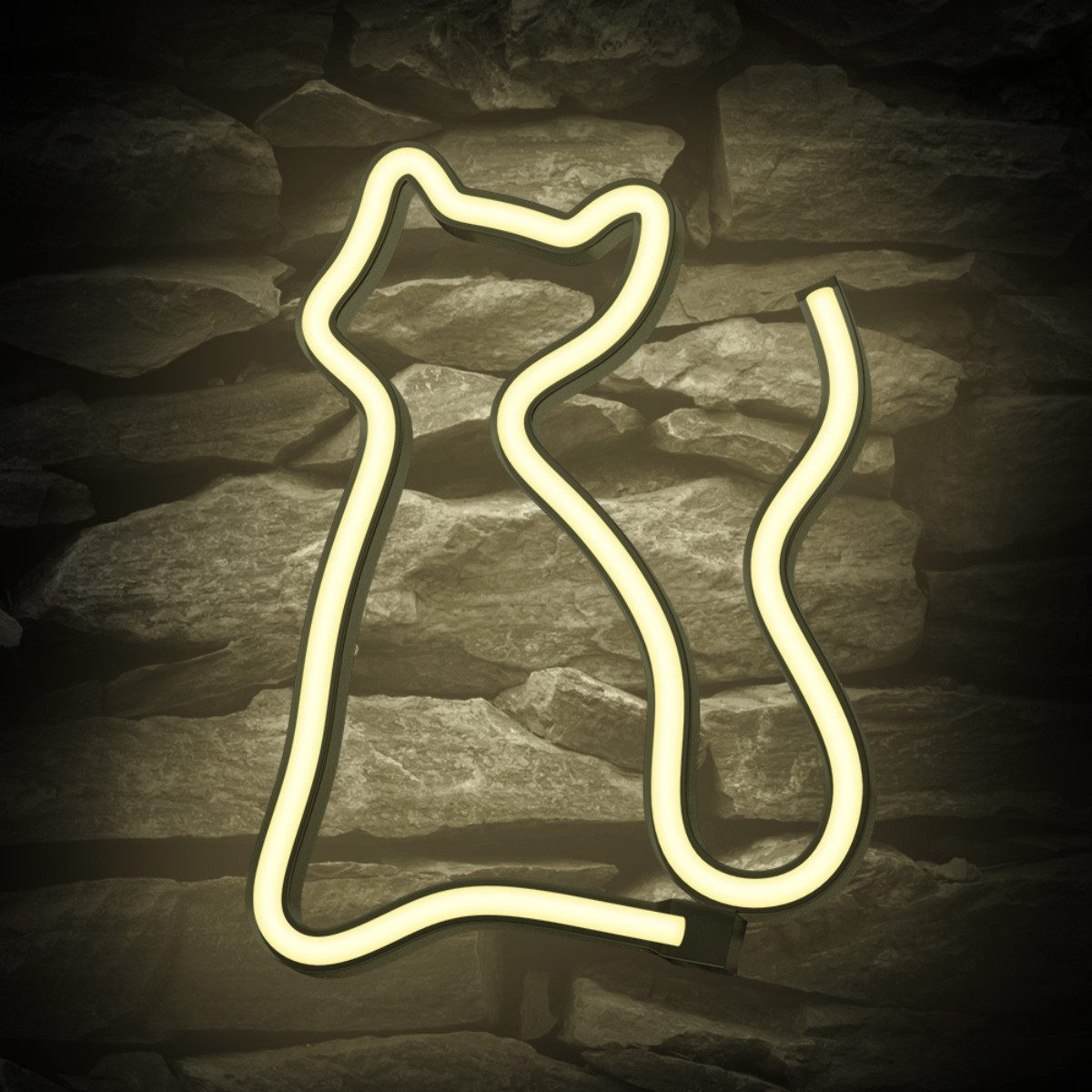 Forever Light LED Dekolicht Forever Light Neon LED-Leuchte CAT warmweiß – FLNE03, Warmweiß, Leuchtendes Katzen-Design, flexibler Betrieb, kompakte Größe