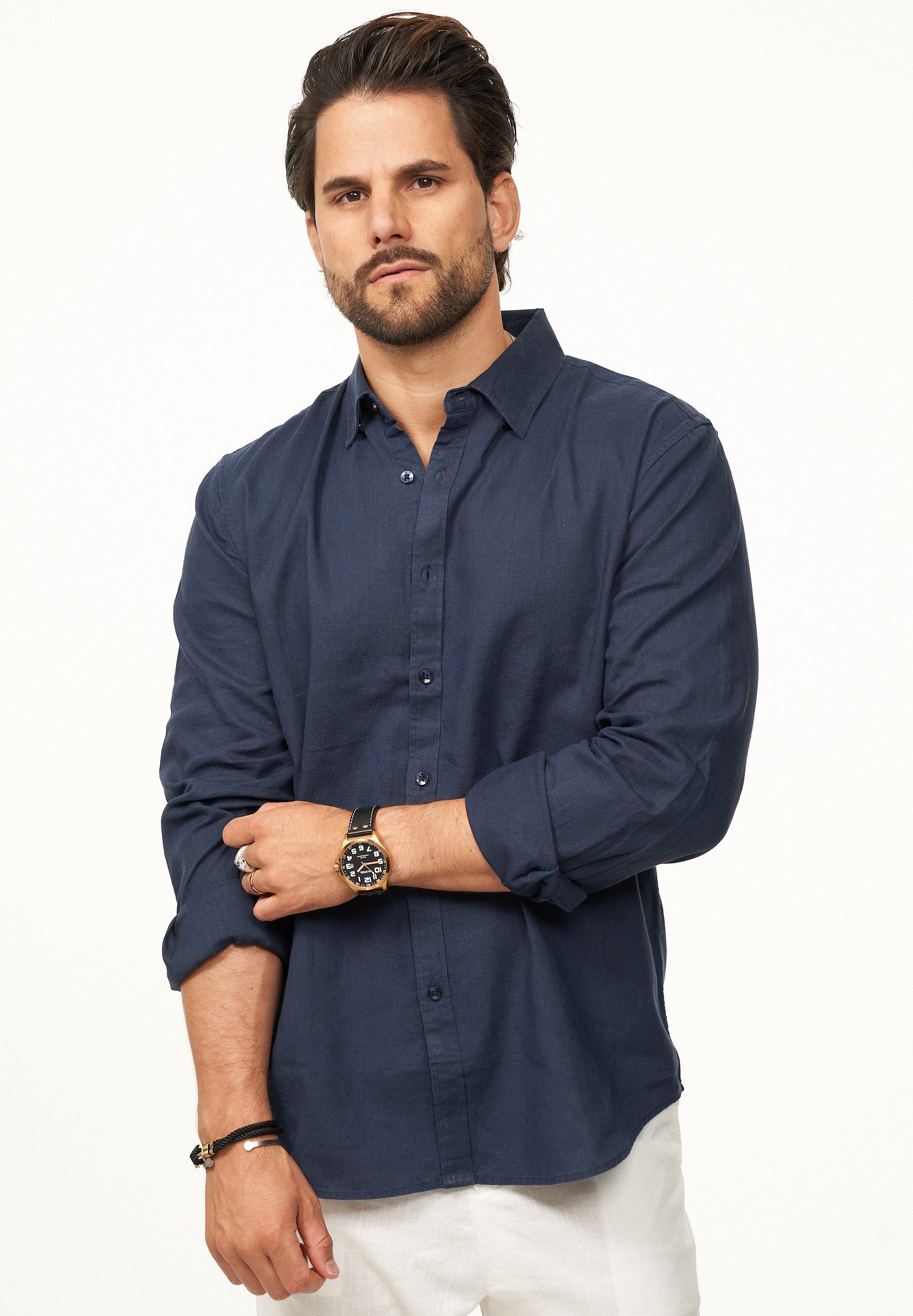 DAILY COTTON Langarmhemd aus 100% Leinen günstig online kaufen