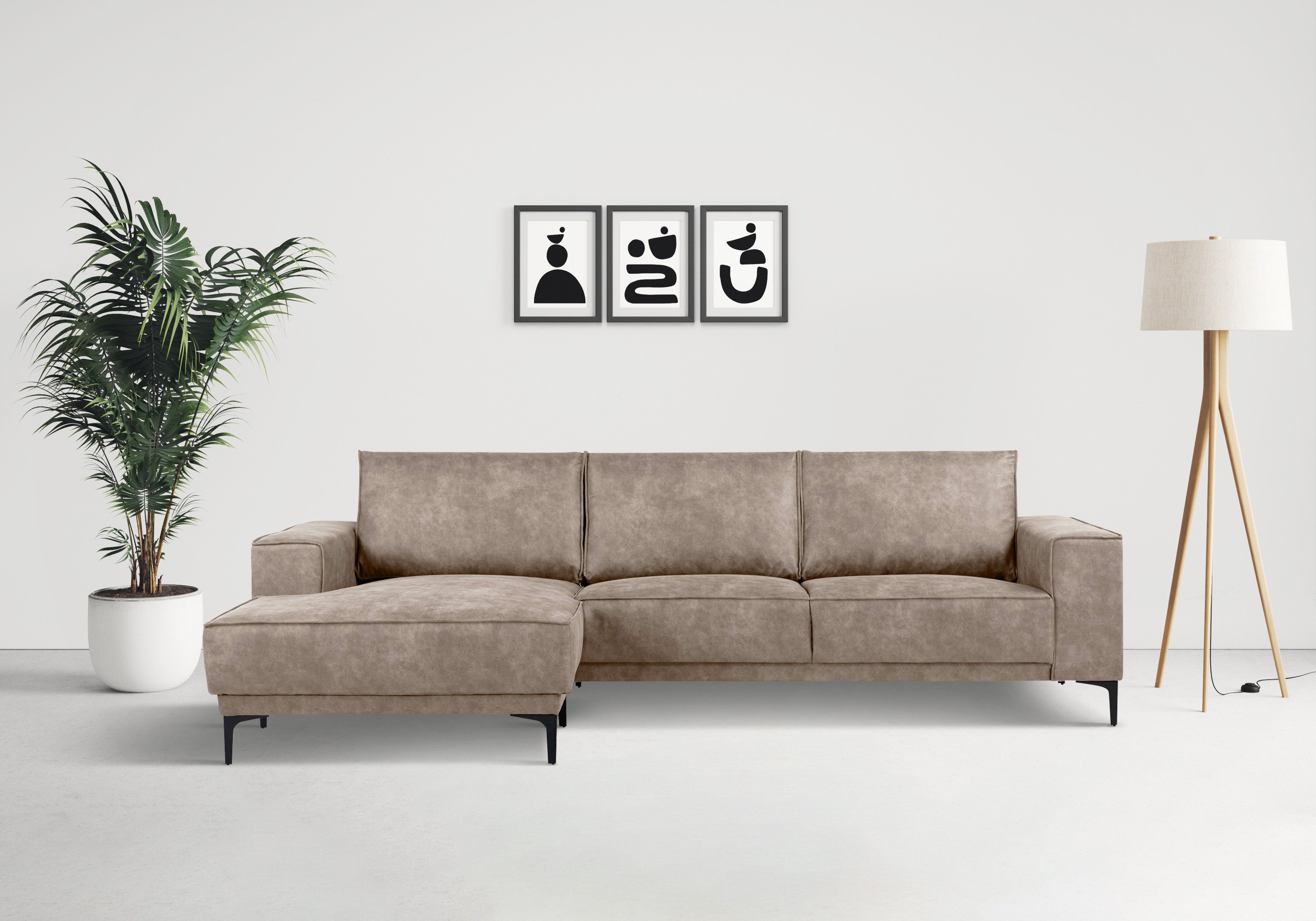 OTTO home Ecksofa OLAND Luxus-Microfaser L-Form, B: 280 cm, Skandi-Design