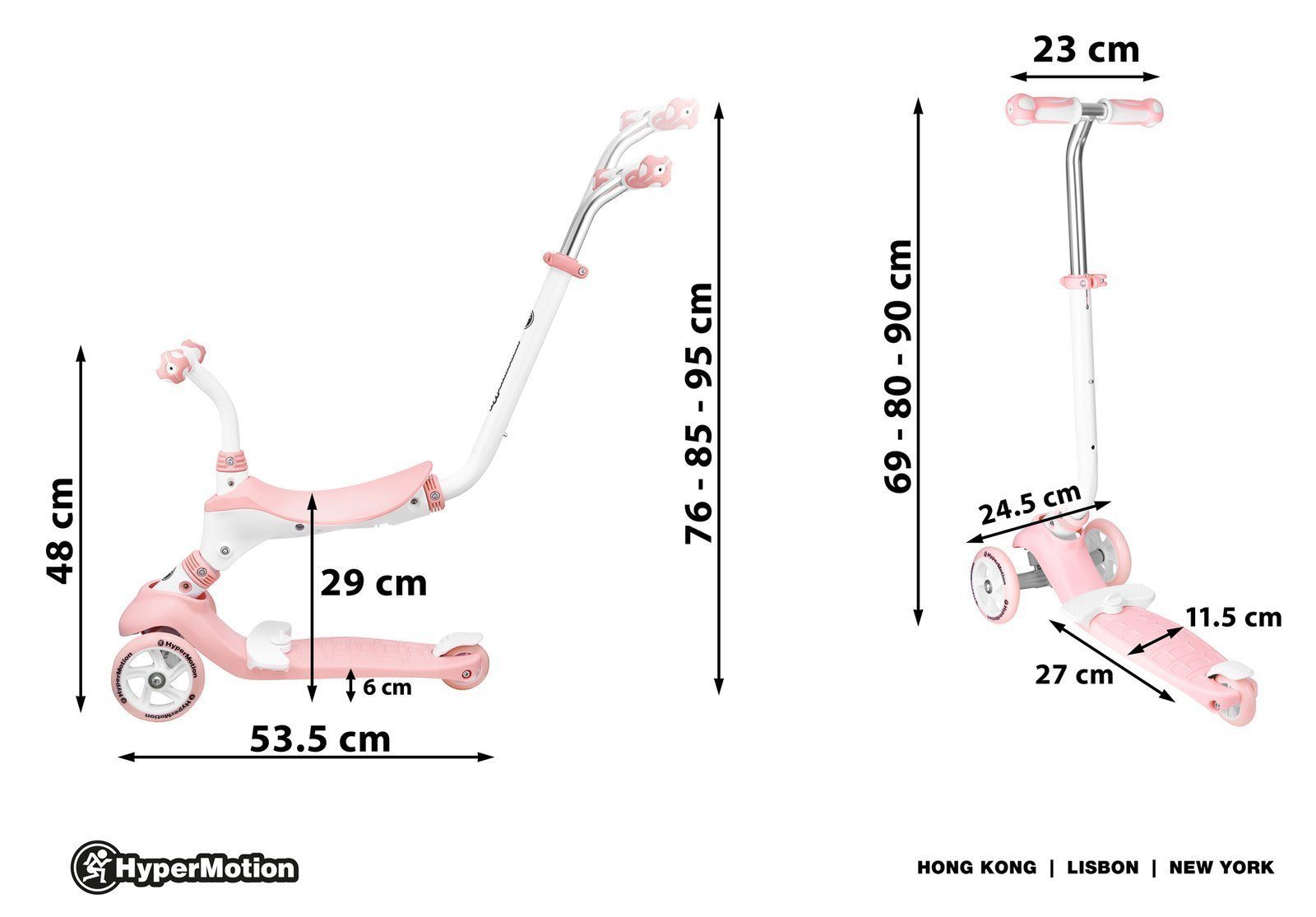 Rosa Dreiradscooter HyperMotion Roller 5in1 -