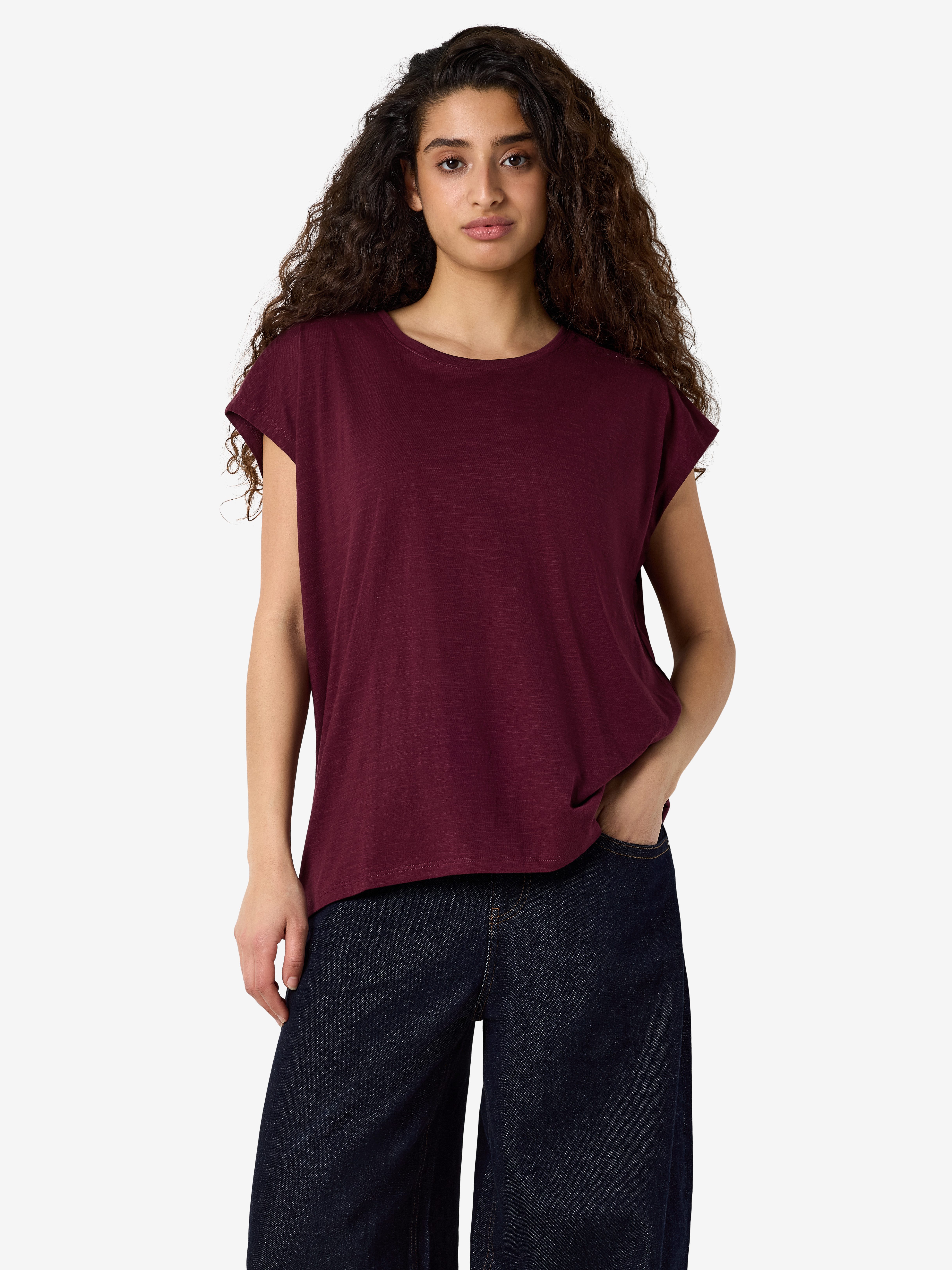 Noisy may Kurzarmshirt NMMATHILDE S/S LOOSE LONG TOP NOOS Baumwollmischung, relaxed fit