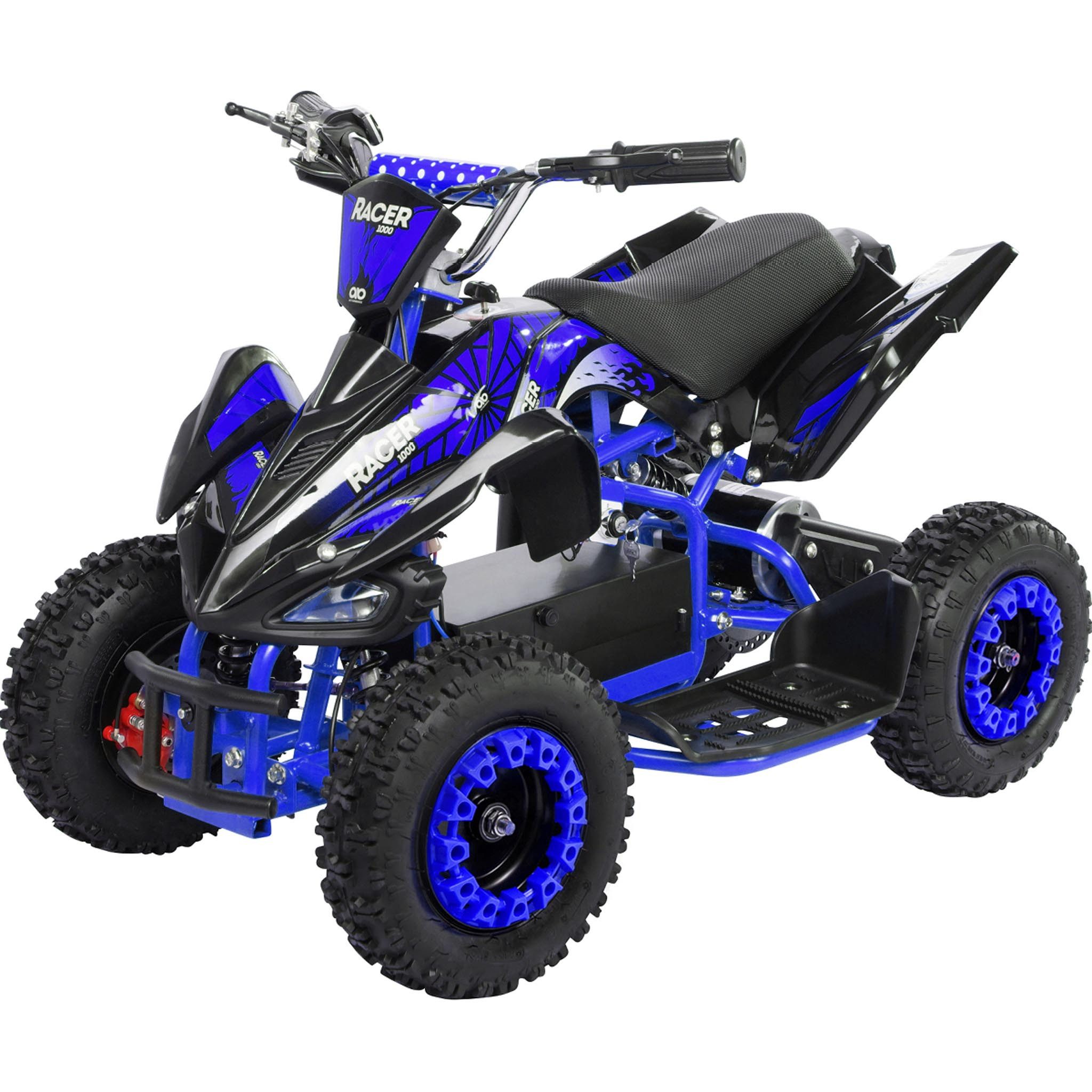 Actionbikes Motors Elektro-Kinderquad Kinder Elektroquad Racer 1000 W 36 V Mini Quad, Belastbarkeit 45 kg, (1-tlg), bis 50 kg - Scheibenbremsen - Safety Touch System Fußschalter