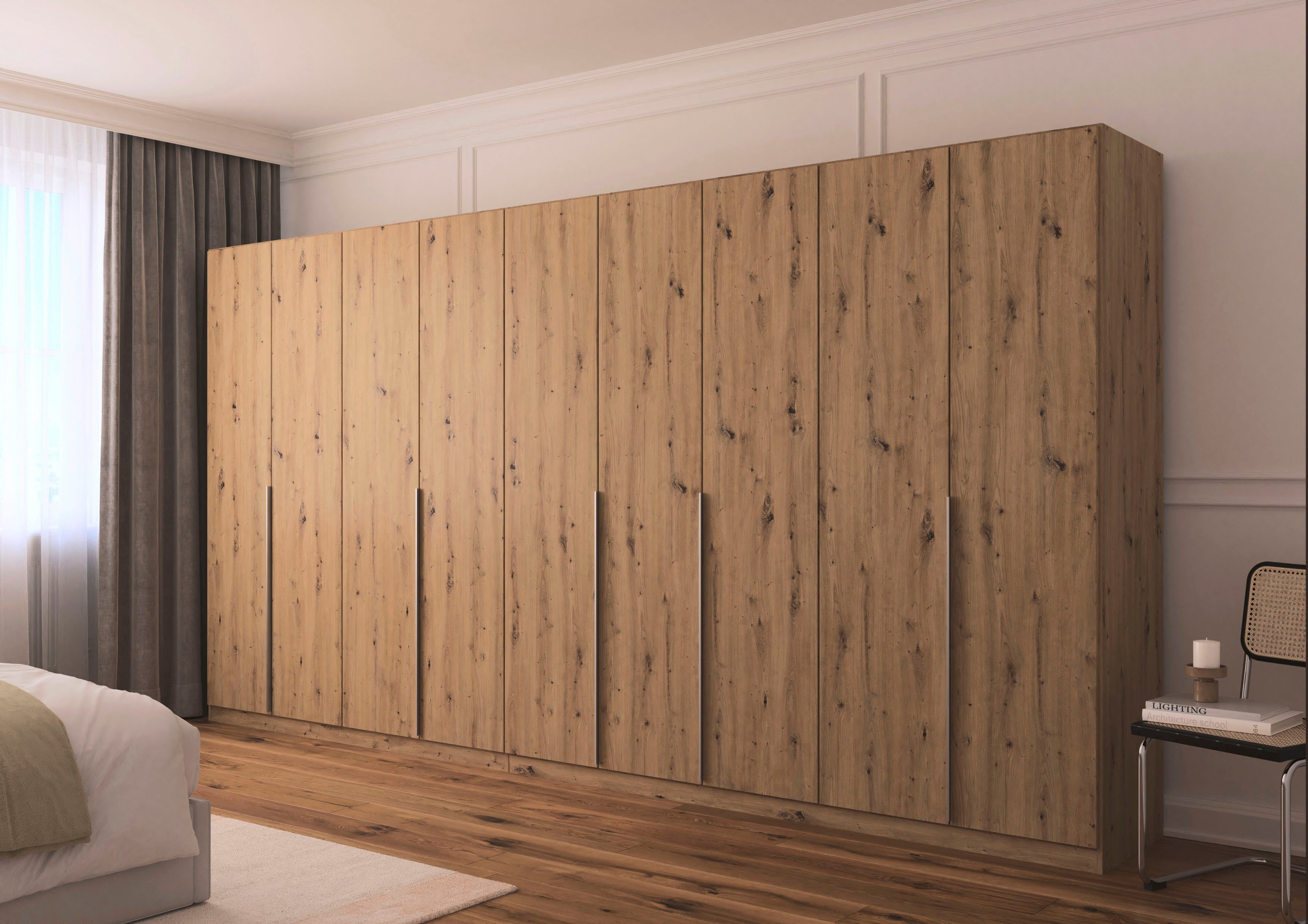 OTTO home Drehtürenschrank Kleiderschrank Schrank Garderobe AGORDO Schlafzimmer (in zwei Griff-Farben, Breiten 91-405 cm, Dekor- oder Hochglanzfront) durchdachte Innenausstattung, in 8 Breiten und 2 Höhen MADE IN GERMANY